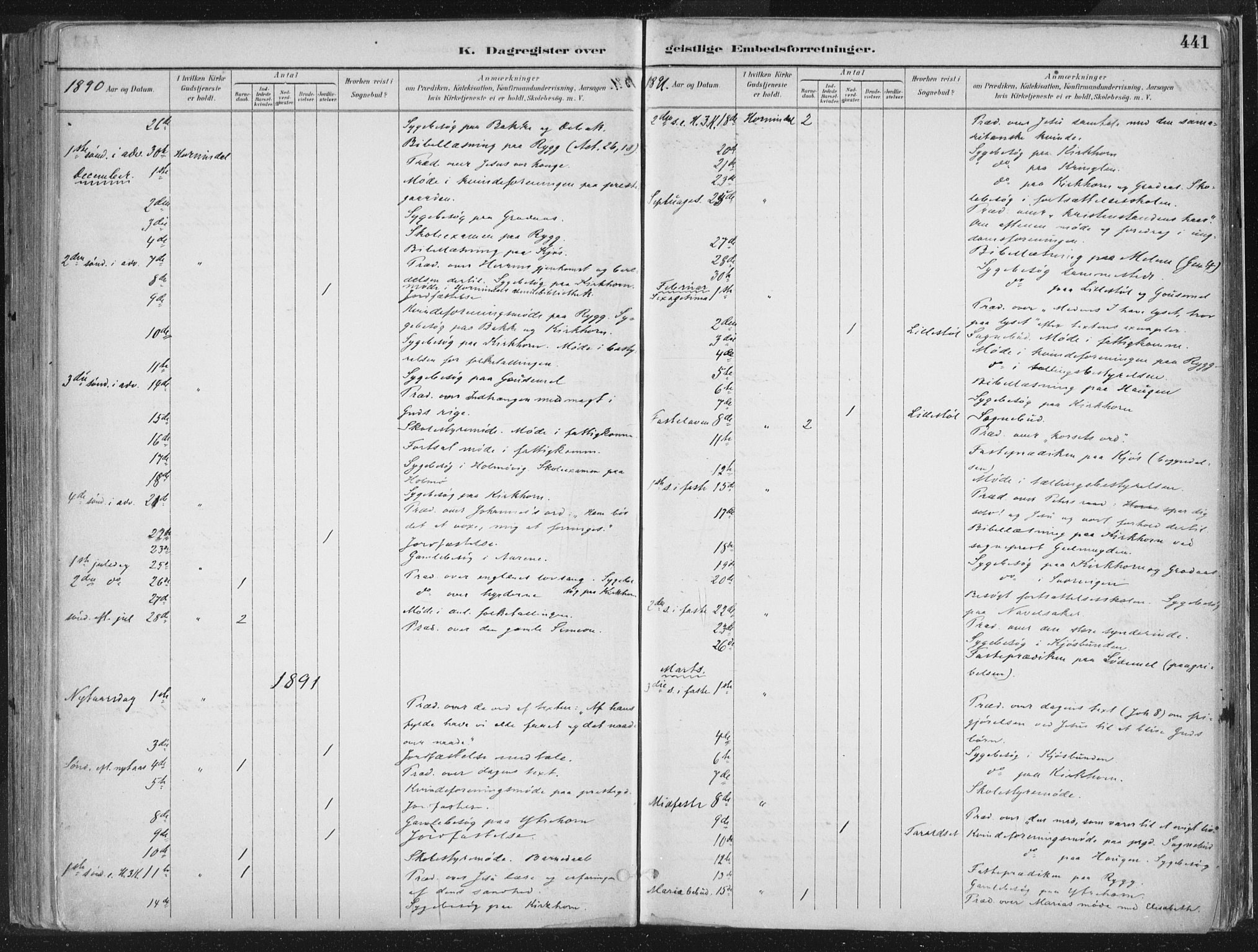 Hornindal sokneprestembete, AV/SAB-A-82401/H/Haa/Haaa/L0003/0002: Parish register (official) no. A 3B, 1885-1917, p. 441