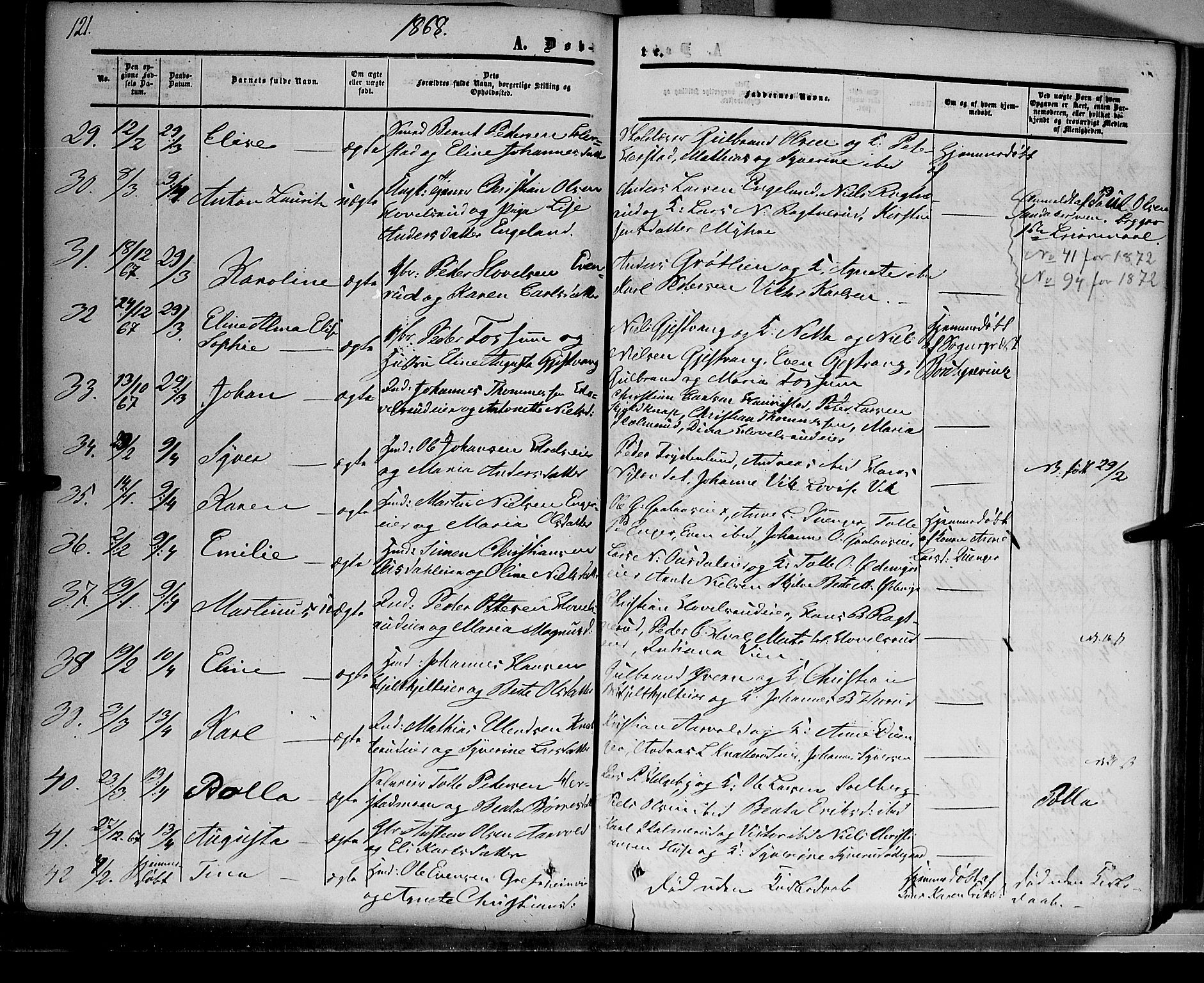 Nes prestekontor, Hedmark, AV/SAH-PREST-020/K/Ka/L0004: Parish register (official) no. 4, 1852-1886, p. 121