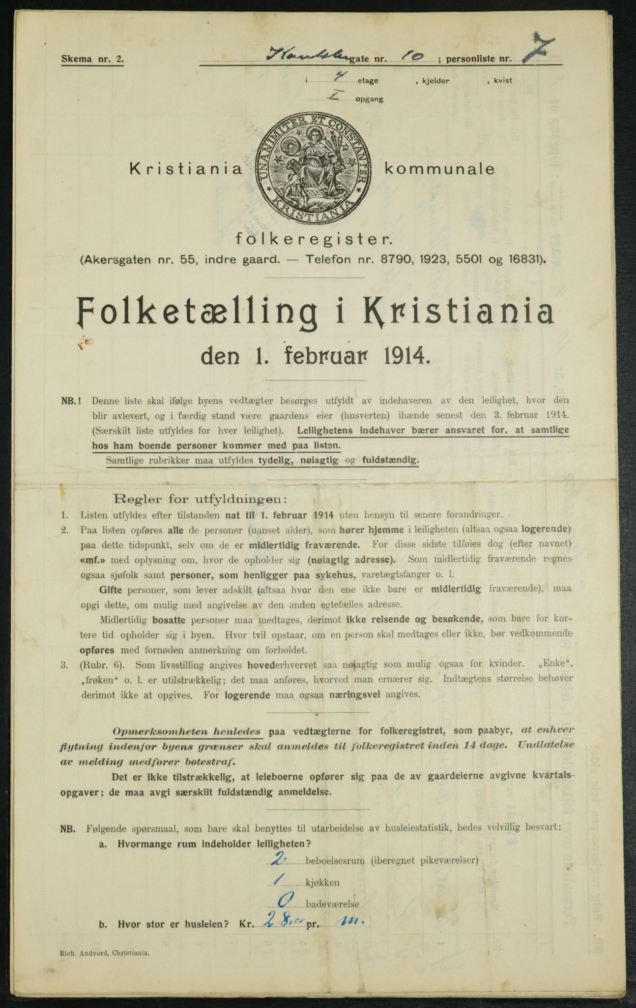 OBA, Municipal Census 1914 for Kristiania, 1914, p. 48099