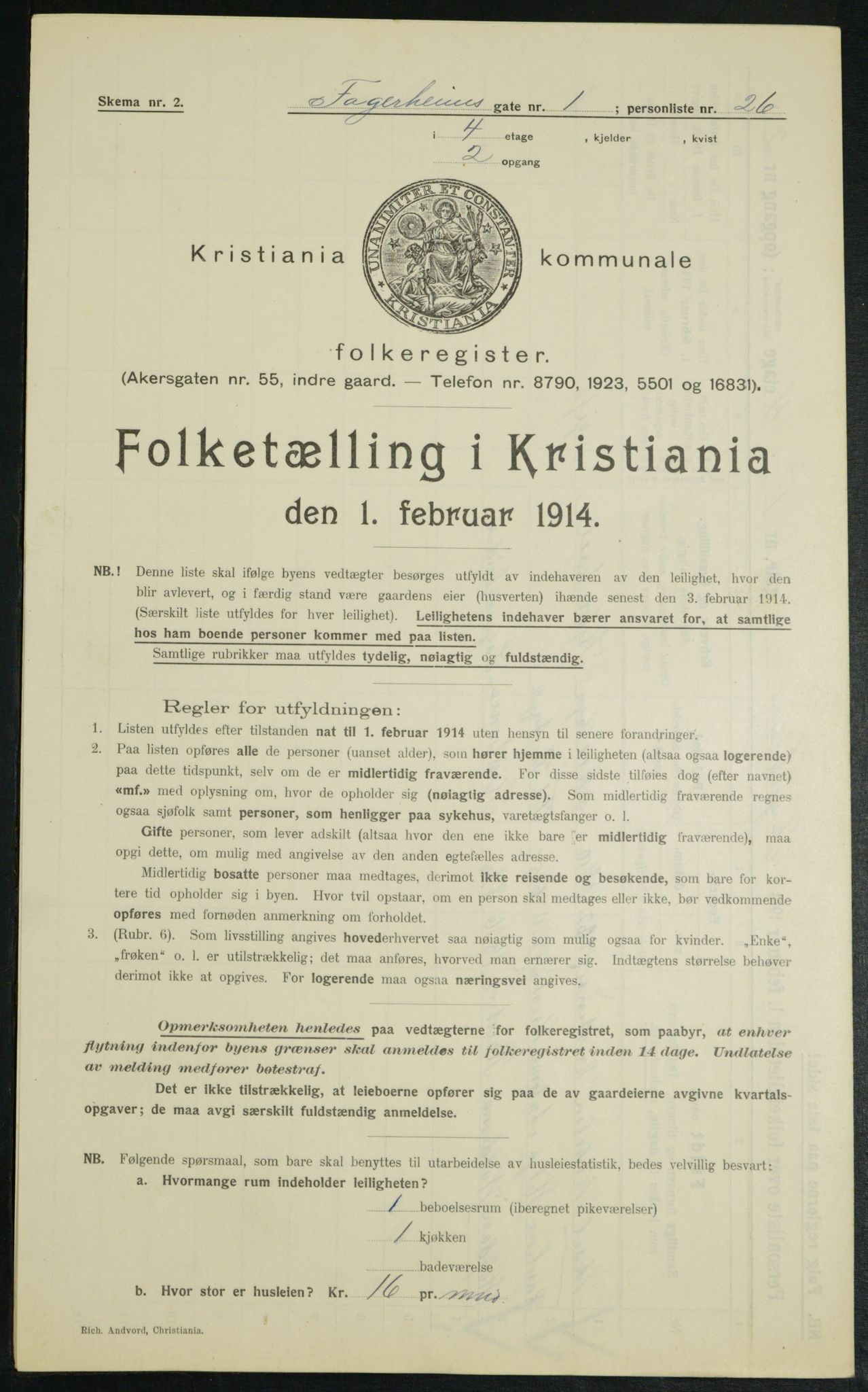 OBA, Municipal Census 1914 for Kristiania, 1914, p. 23230