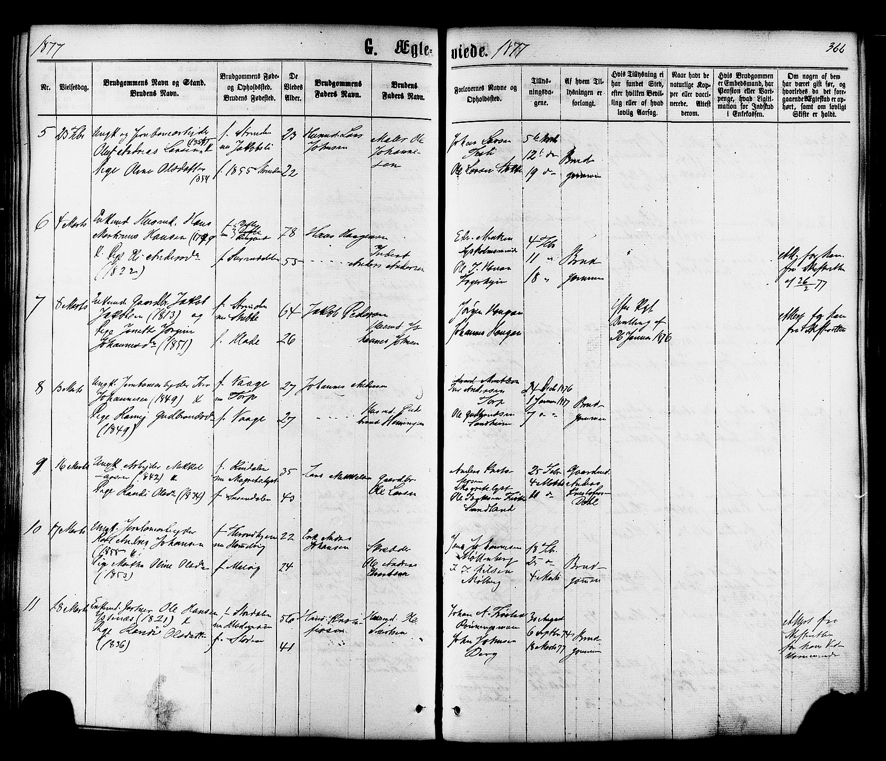 Ministerialprotokoller, klokkerbøker og fødselsregistre - Sør-Trøndelag, SAT/A-1456/606/L0293: Parish register (official) no. 606A08, 1866-1877, p. 366