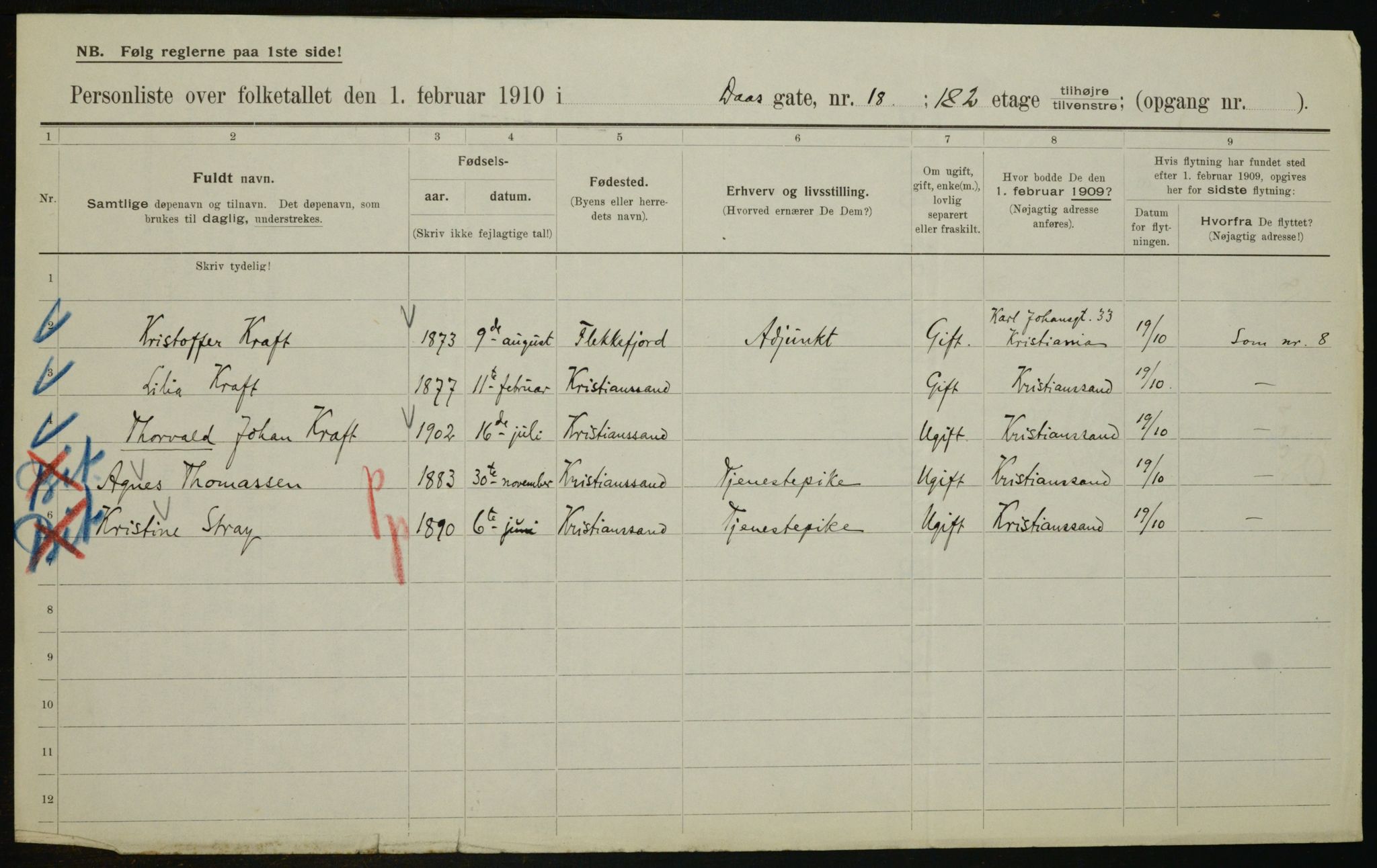 OBA, Municipal Census 1910 for Kristiania, 1910, p. 17110