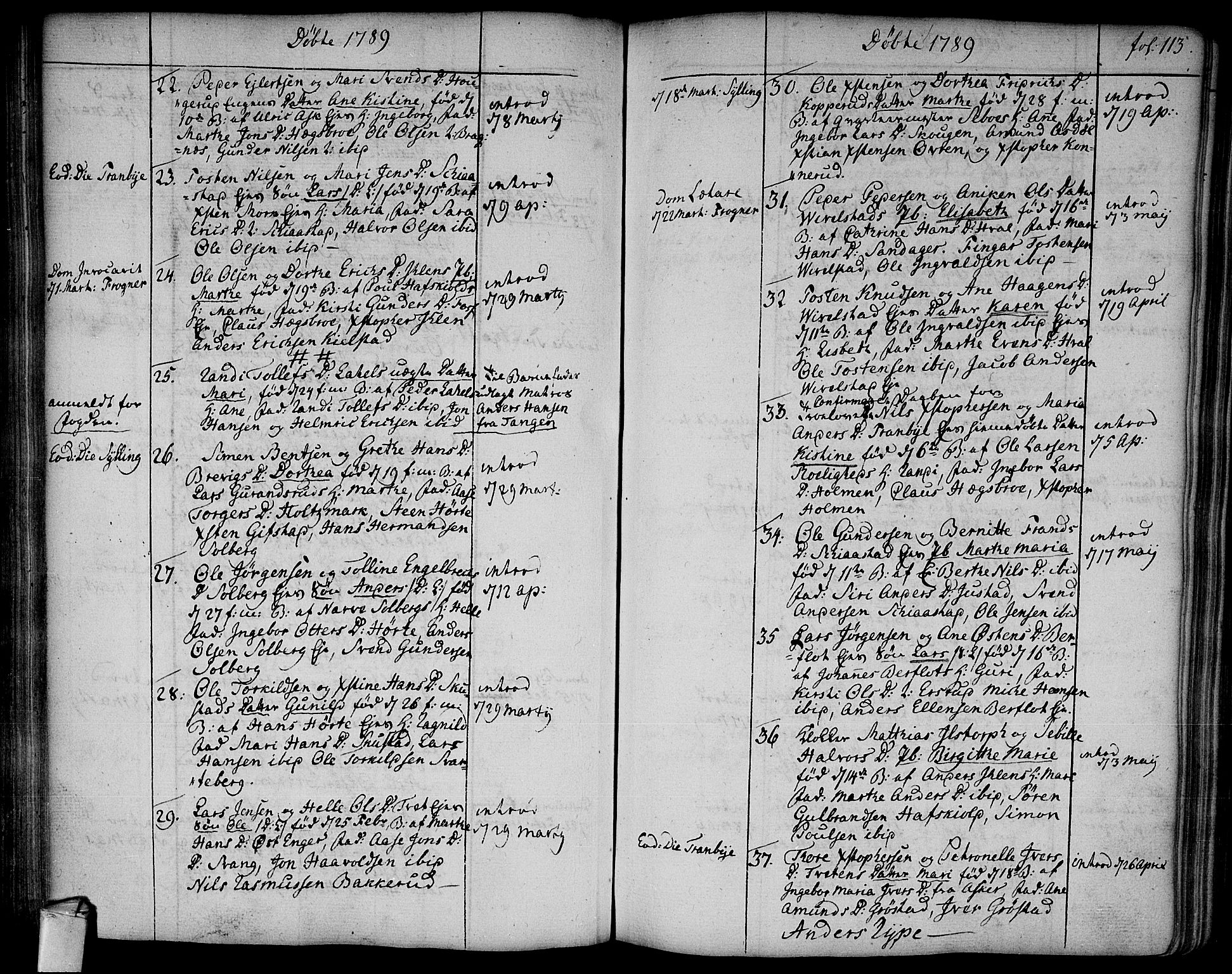 Lier kirkebøker, SAKO/A-230/F/Fa/L0006: Parish register (official) no. I 6, 1777-1794, p. 113