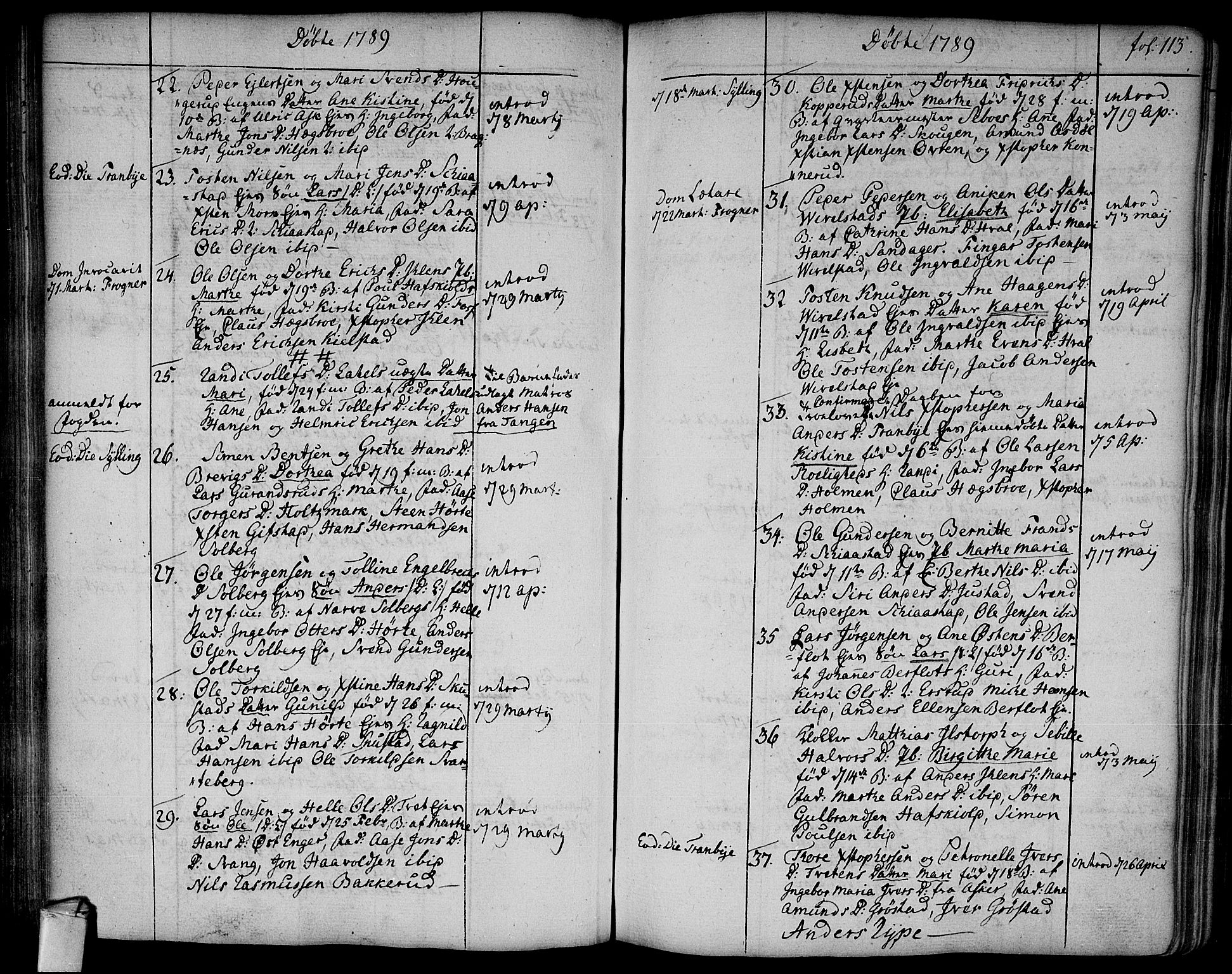 Lier kirkebøker, AV/SAKO-A-230/F/Fa/L0006: Parish register (official) no. I 6, 1777-1794, p. 113