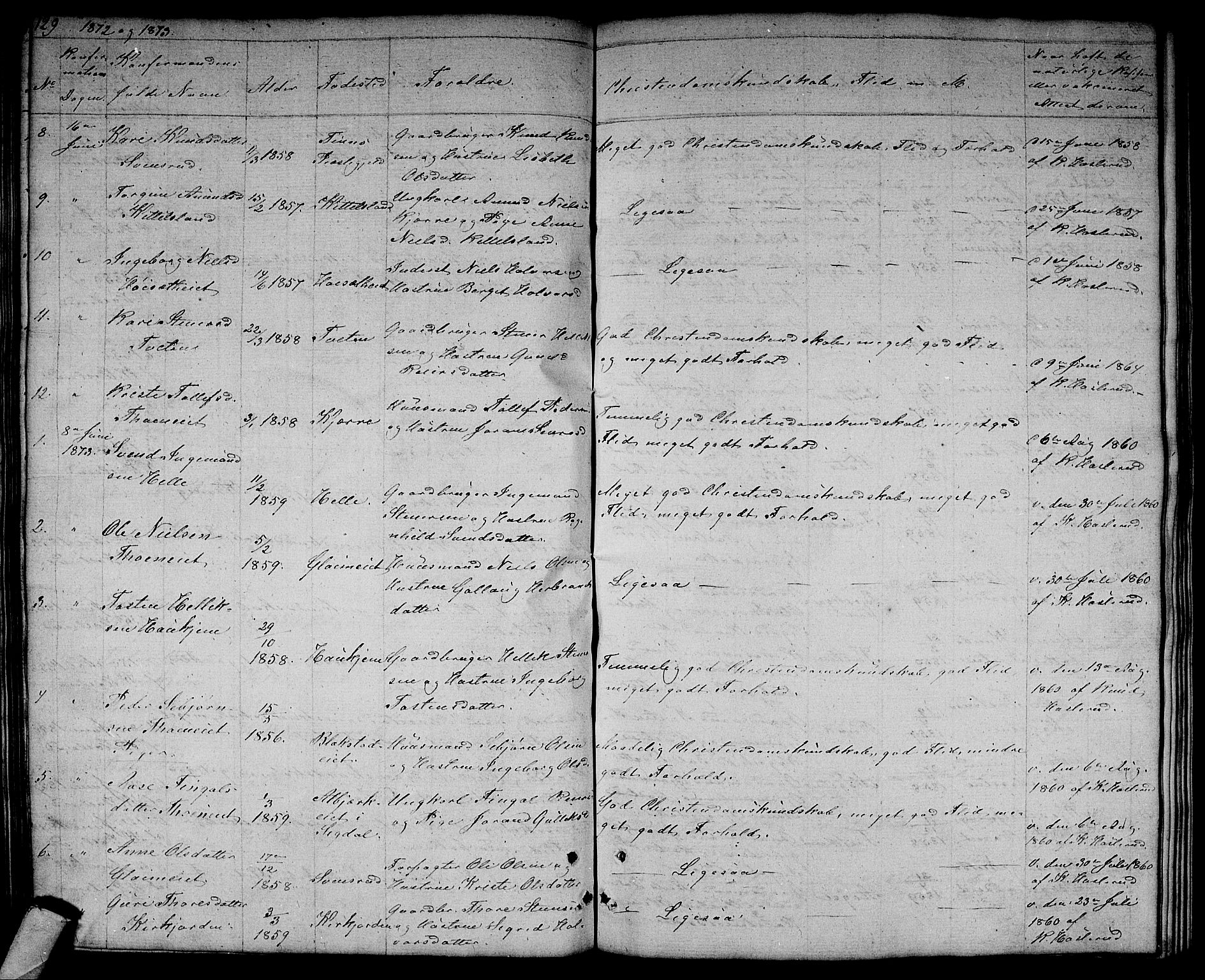 Rollag kirkebøker, SAKO/A-240/G/Gb/L0001: Parish register (copy) no. II 1, 1836-1877, p. 129