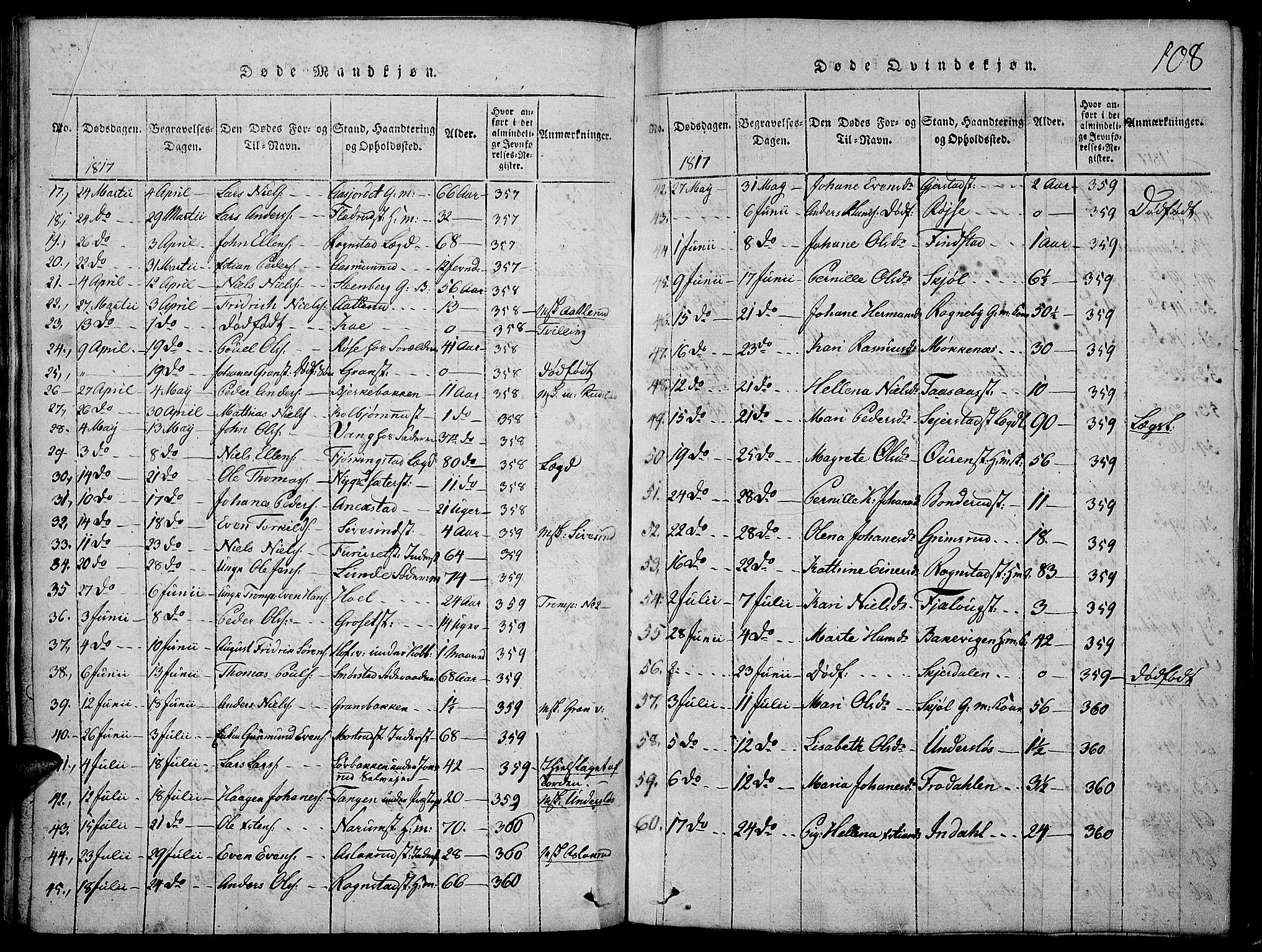 Toten prestekontor, AV/SAH-PREST-102/H/Ha/Haa/L0009: Parish register (official) no. 9, 1814-1820, p. 108