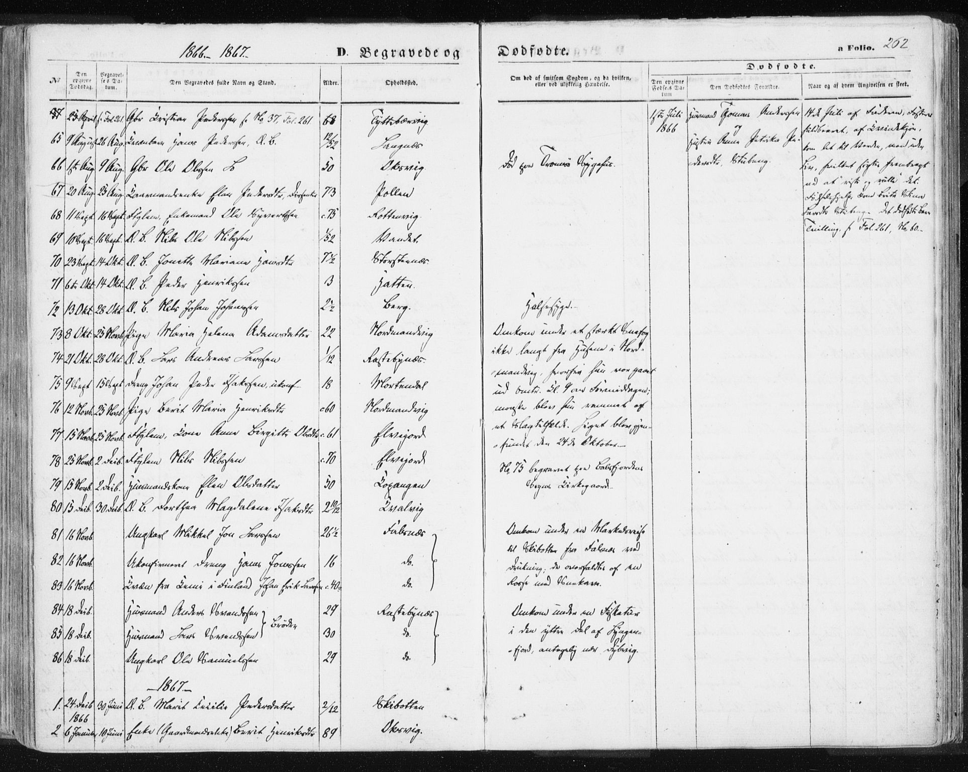 Lyngen sokneprestembete, SATØ/S-1289/H/He/Hea/L0005kirke: Parish register (official) no. 5, 1859-1869, p. 262
