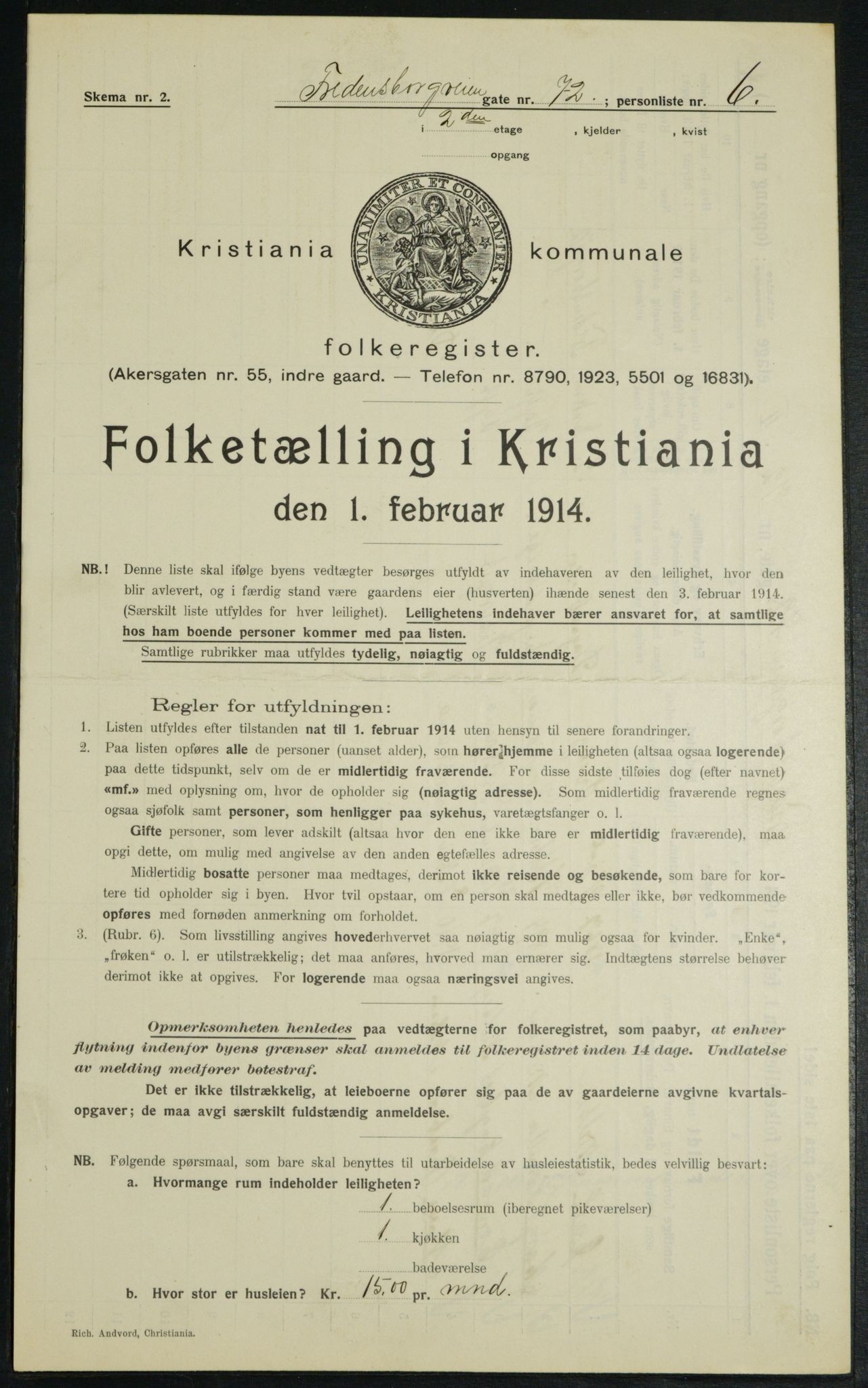 OBA, Municipal Census 1914 for Kristiania, 1914, p. 26665