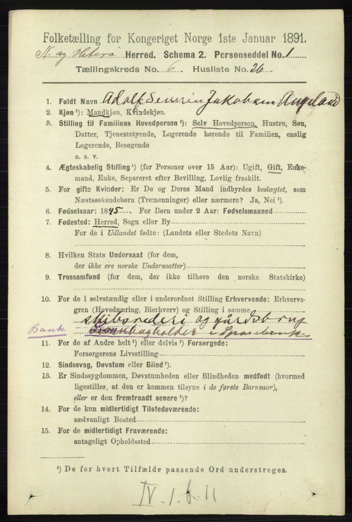 RA, 1891 census for 1043 Hidra og Nes, 1891, p. 2388