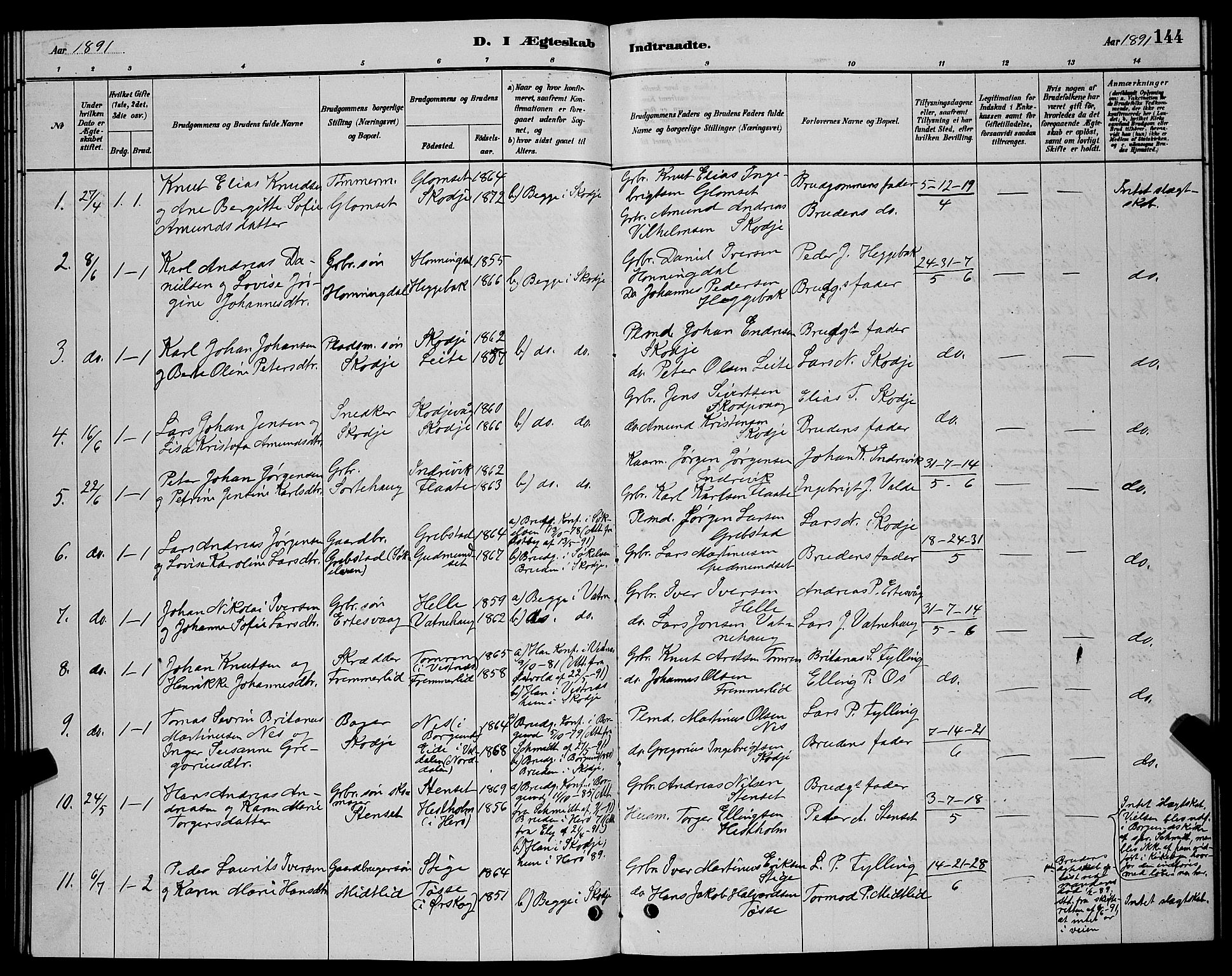 Ministerialprotokoller, klokkerbøker og fødselsregistre - Møre og Romsdal, AV/SAT-A-1454/524/L0365: Parish register (copy) no. 524C06, 1880-1899, p. 144