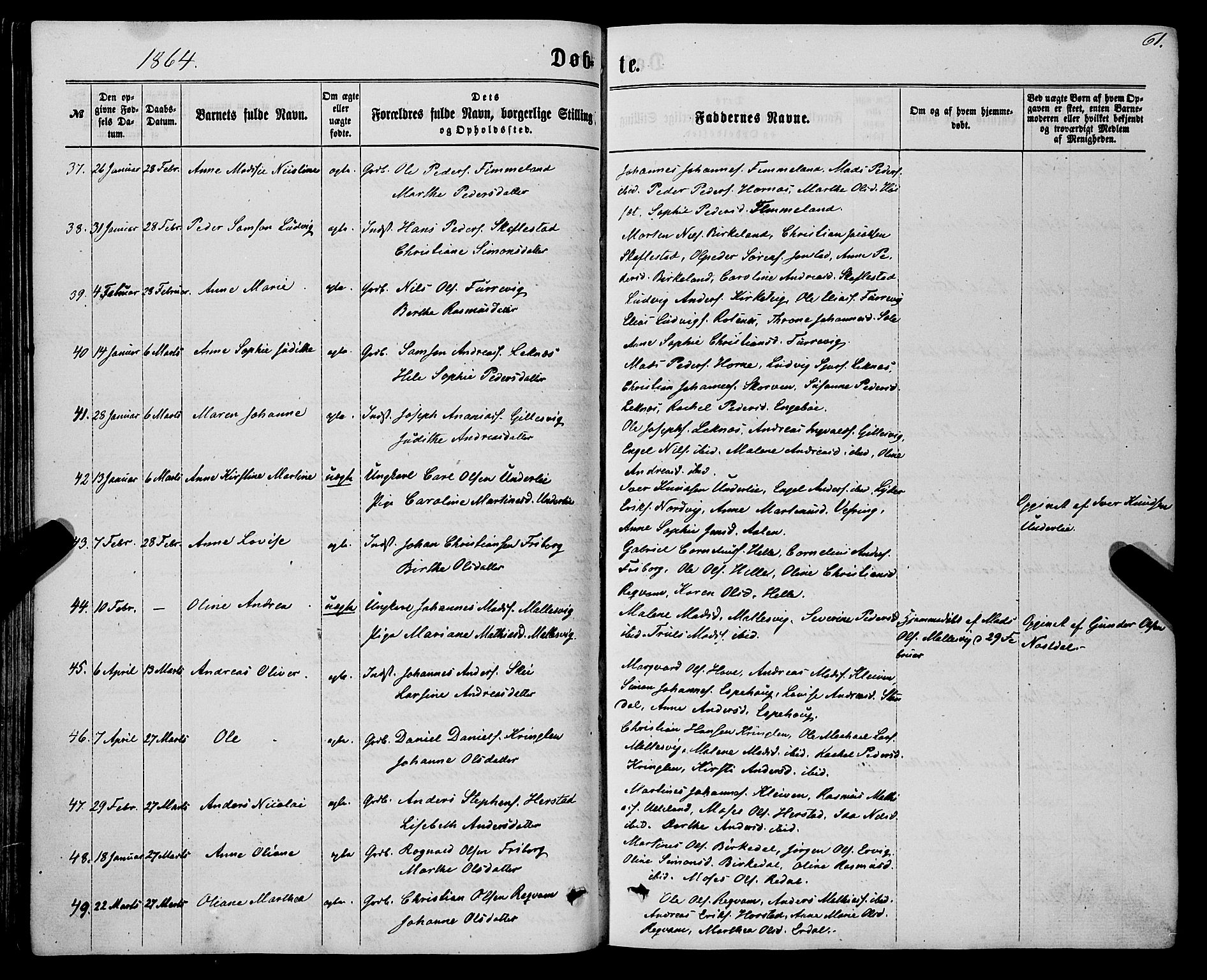 Førde sokneprestembete, AV/SAB-A-79901/H/Haa/Haaa/L0009: Parish register (official) no. A 9, 1861-1877, p. 61