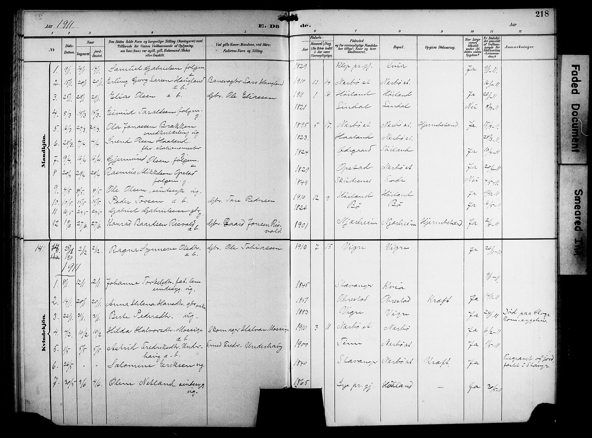 Hå sokneprestkontor, AV/SAST-A-101801/001/30BB/L0005: Parish register (copy) no. B 5, 1894-1912, p. 218