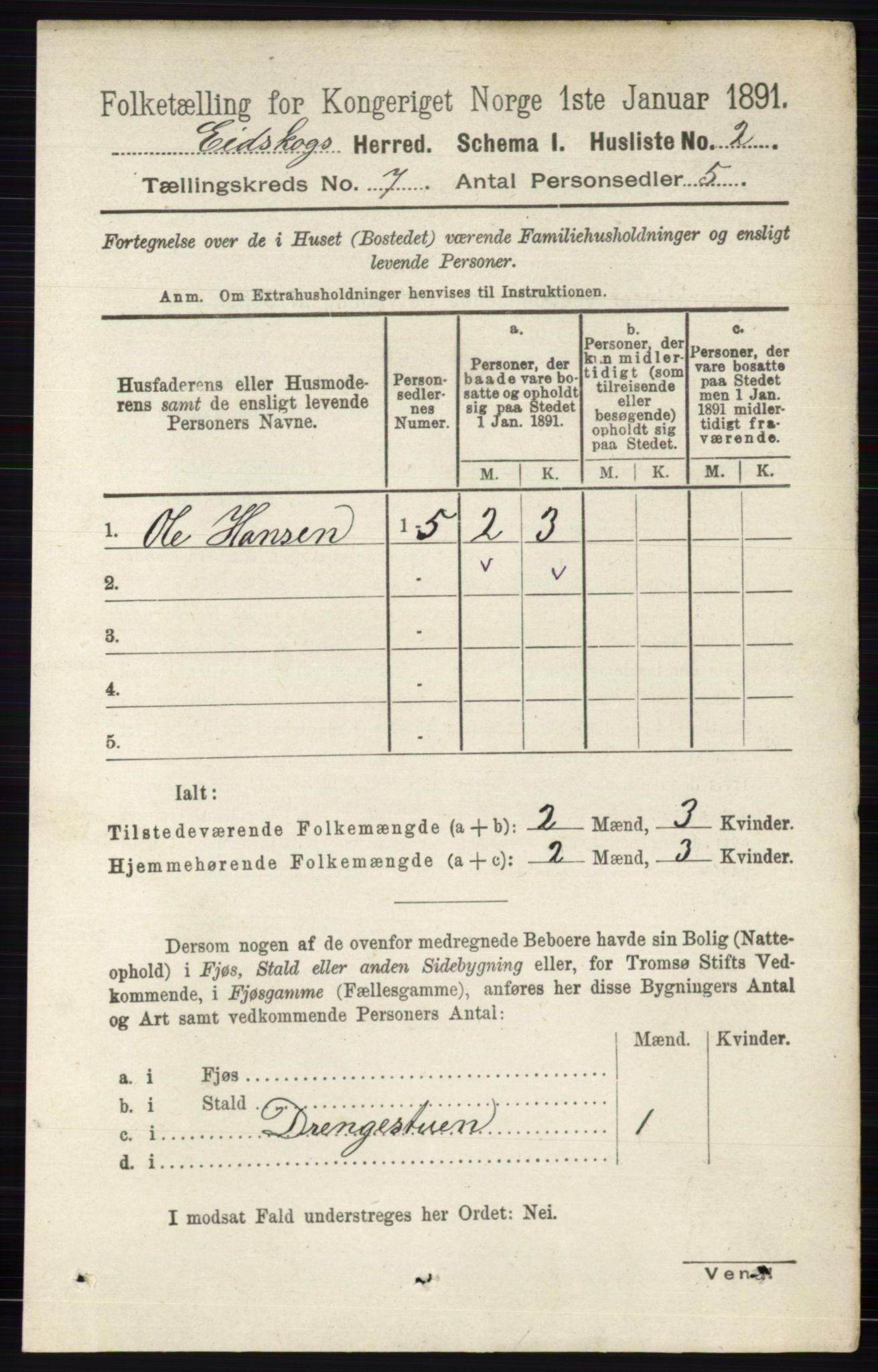 RA, 1891 census for 0420 Eidskog, 1891, p. 3552