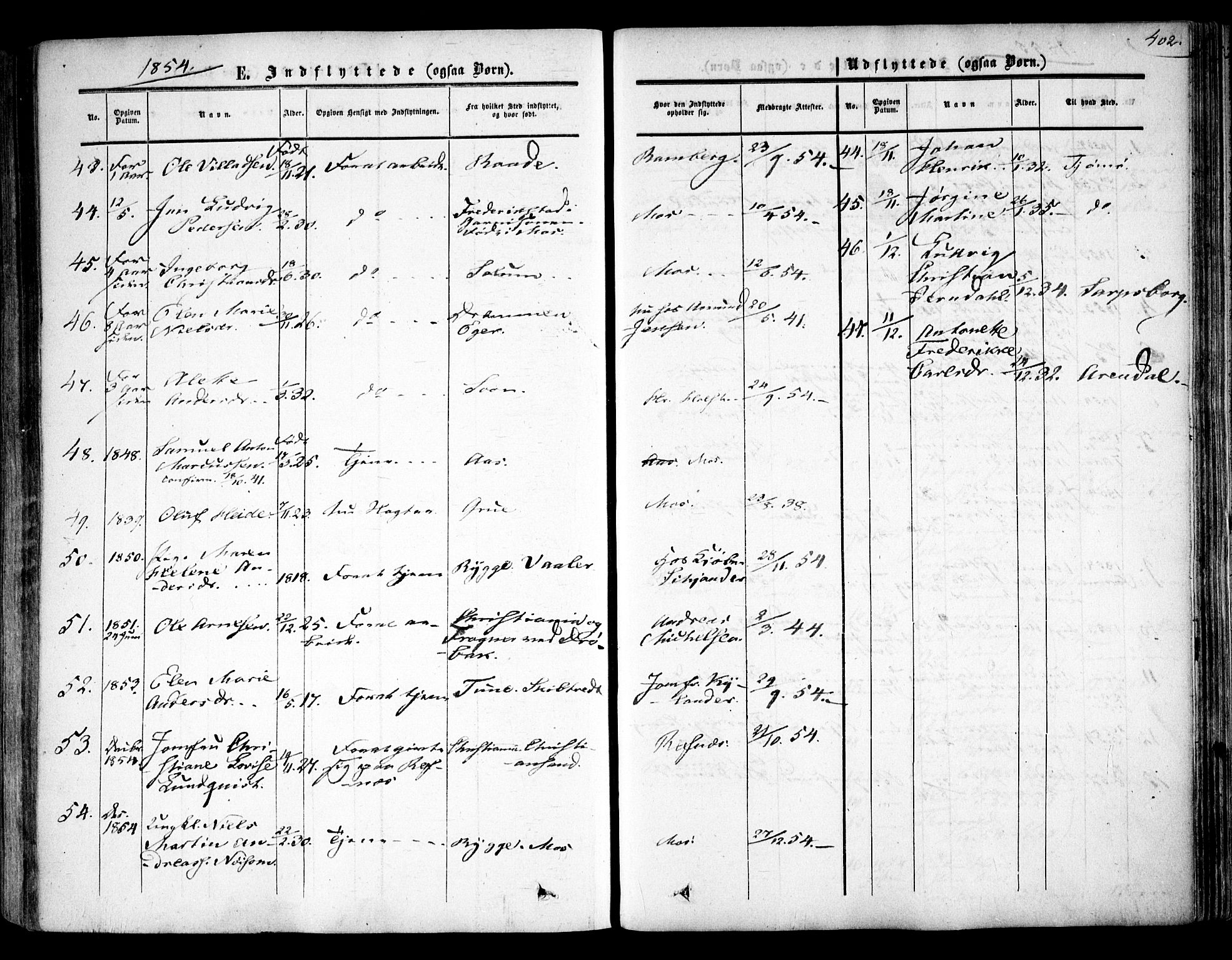 Moss prestekontor Kirkebøker, SAO/A-2003/F/Fa/L0008: Parish register (official) no. I 8, 1852-1869, p. 402