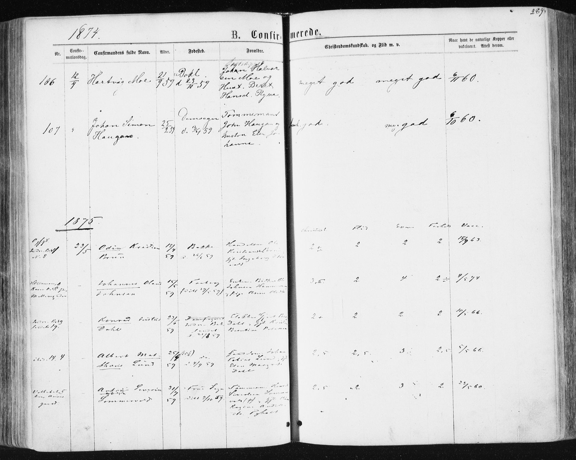 Ministerialprotokoller, klokkerbøker og fødselsregistre - Sør-Trøndelag, SAT/A-1456/604/L0186: Parish register (official) no. 604A07, 1866-1877, p. 289