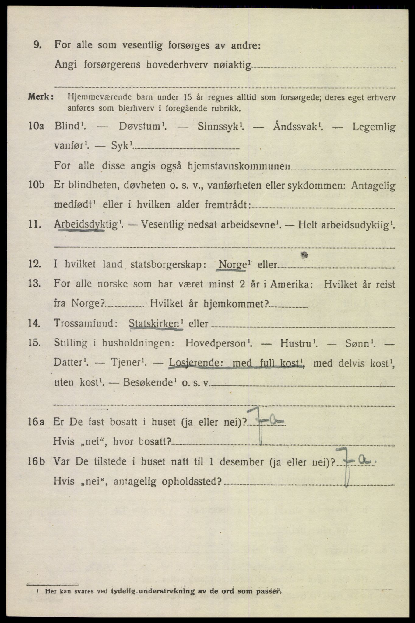 SAK, 1920 census for Bjelland, 1920, p. 2050