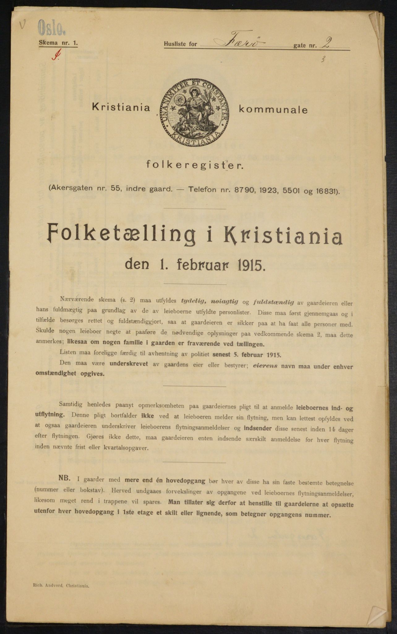 OBA, Municipal Census 1915 for Kristiania, 1915, p. 28146