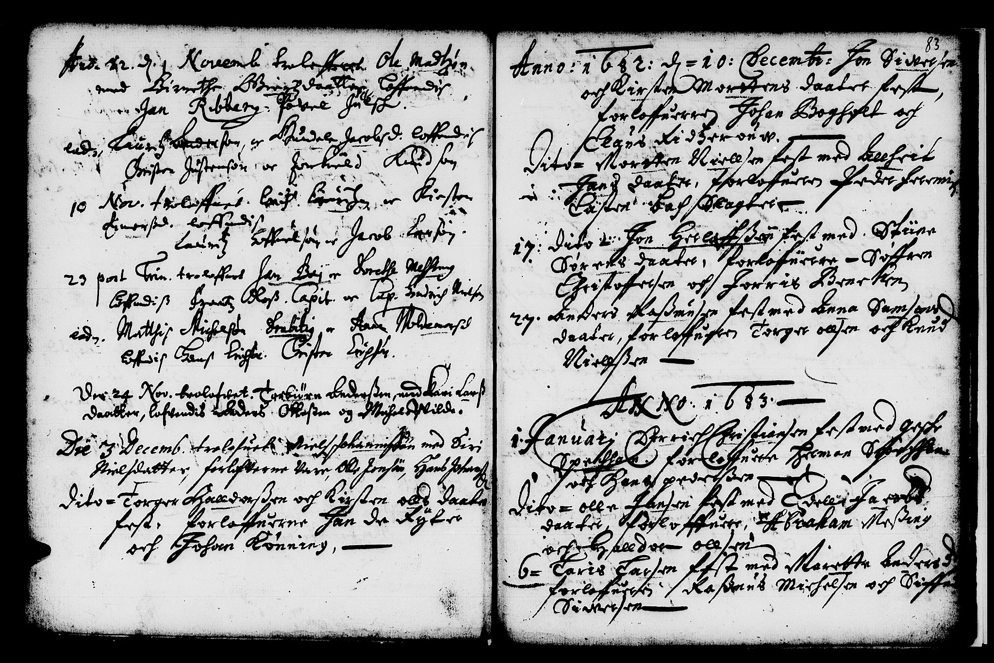 Domkirken sokneprestembete, SAB/A-74801/H/Haa/L0006: Parish register (official) no. A 6, 1663-1683, p. 83