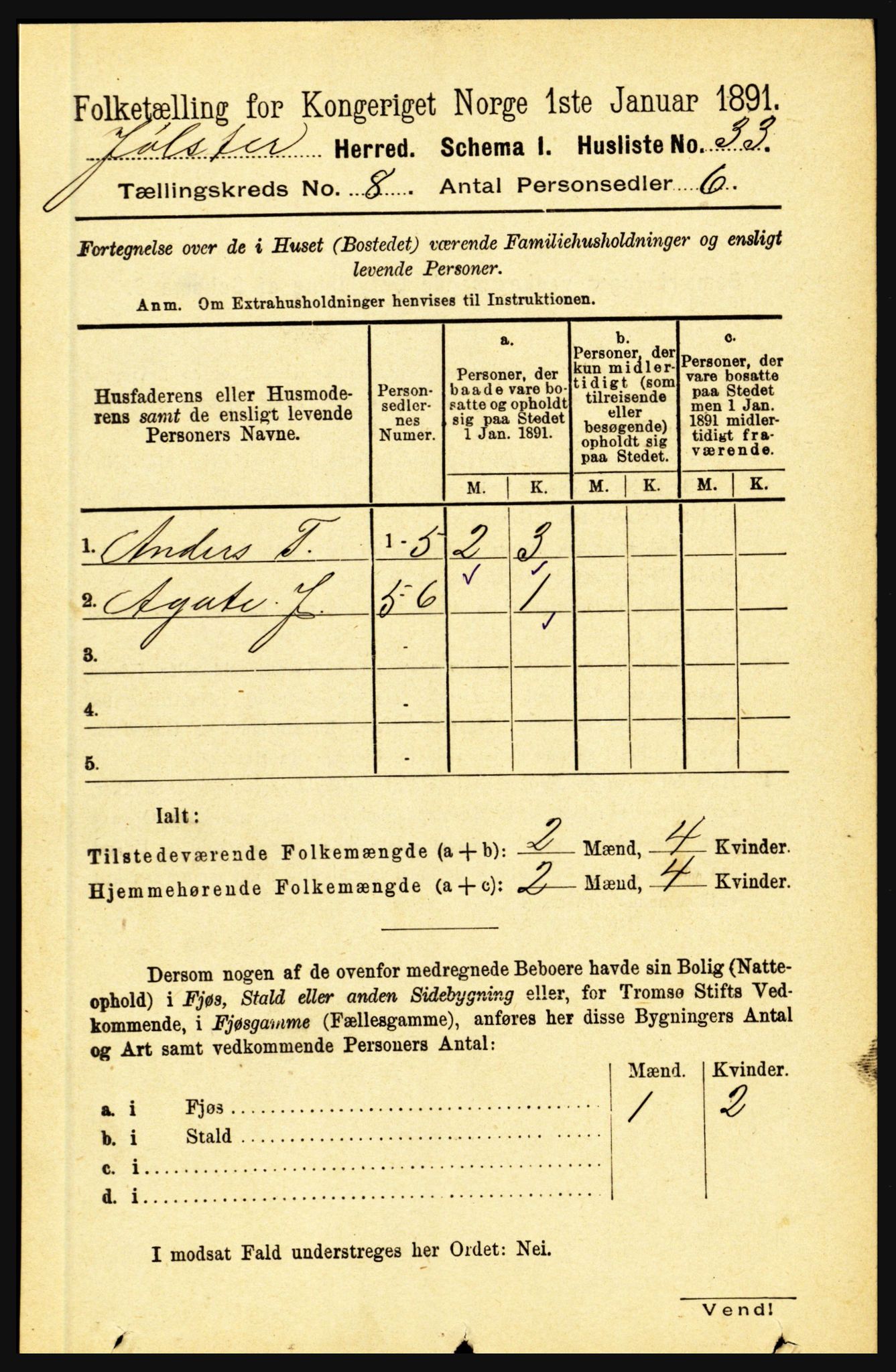 RA, 1891 census for 1431 Jølster, 1891, p. 2795