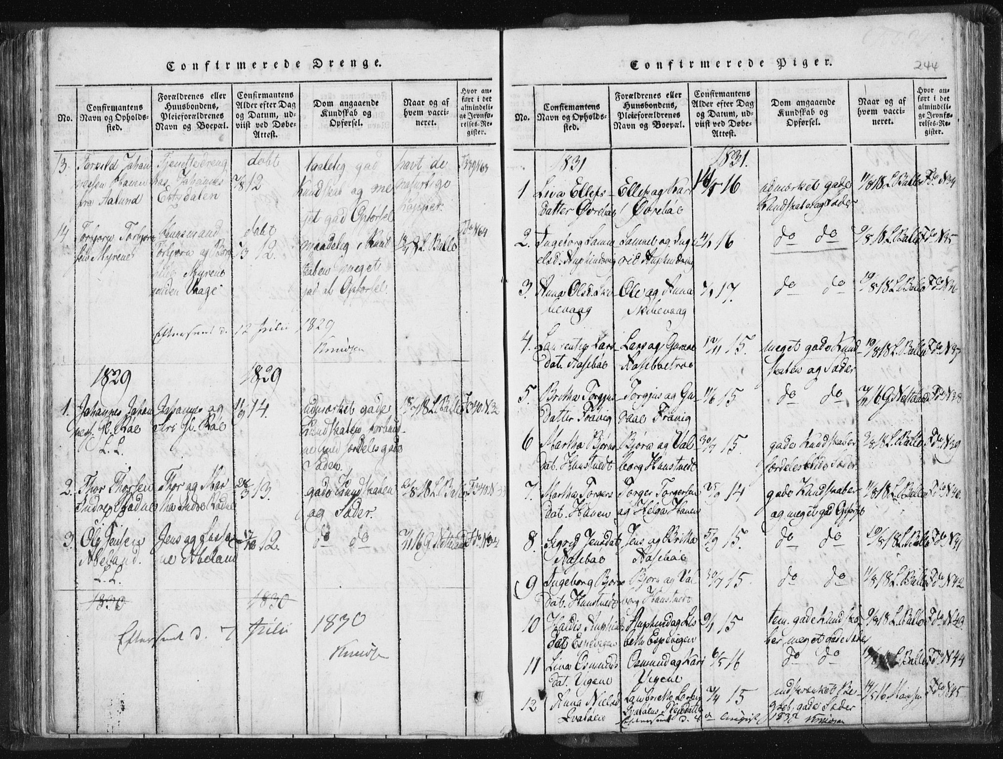 Vikedal sokneprestkontor, AV/SAST-A-101840/01/IV: Parish register (official) no. A 5, 1817-1850, p. 244