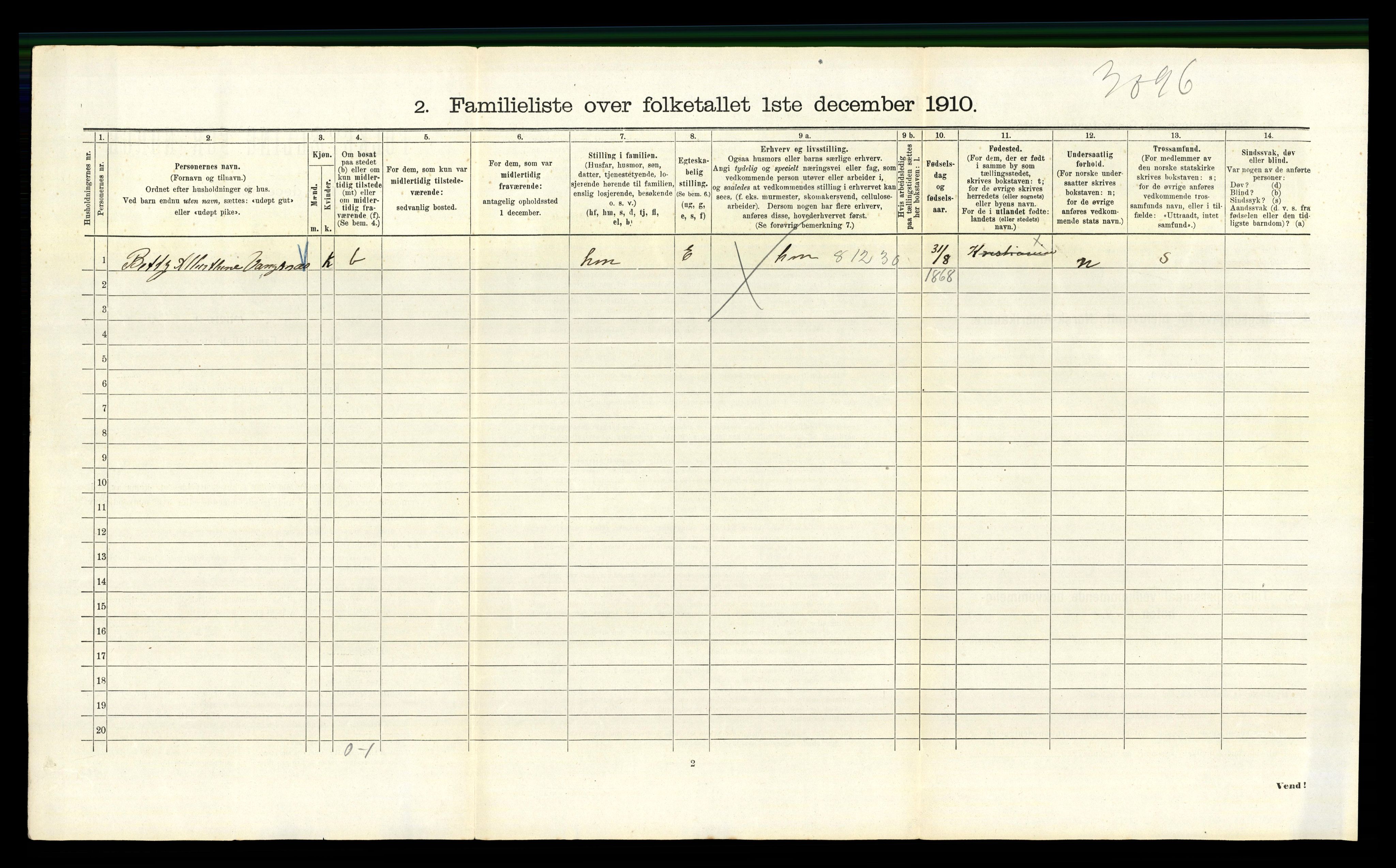 RA, 1910 census for Kristiania, 1910, p. 1830