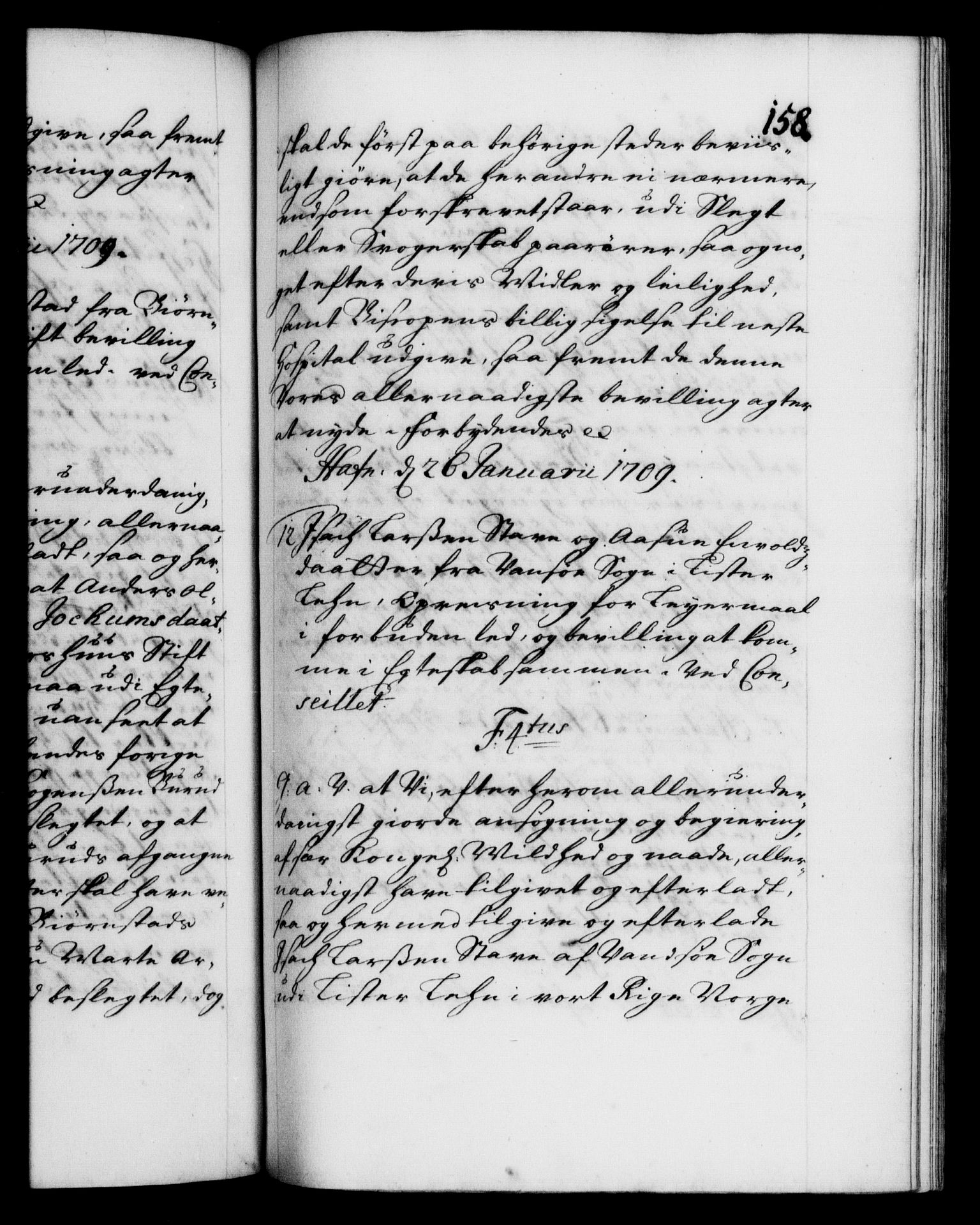 Danske Kanselli 1572-1799, AV/RA-EA-3023/F/Fc/Fca/Fcaa/L0020: Norske registre, 1708-1711, p. 158a