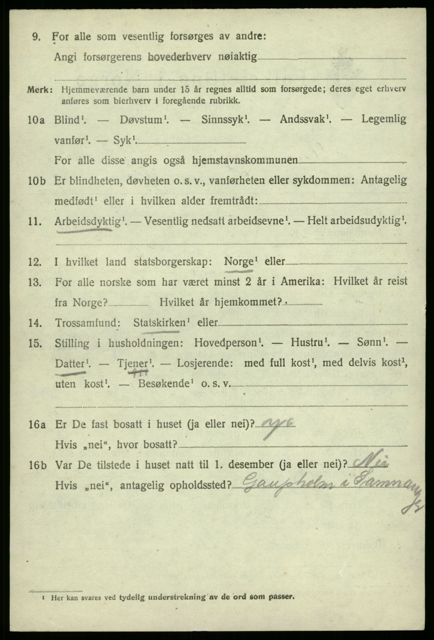 SAB, 1920 census for Samnanger, 1920, p. 1502