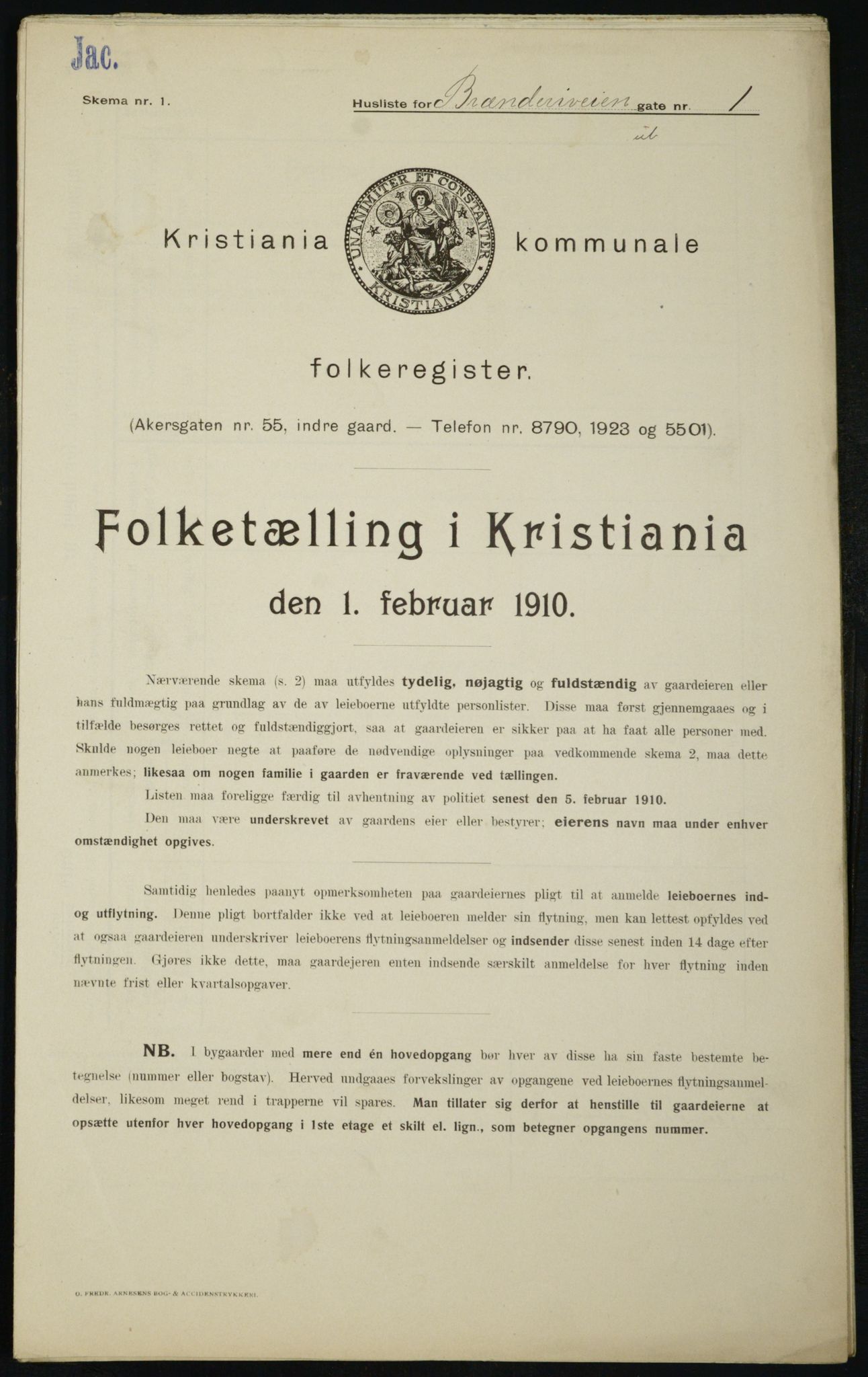 OBA, Municipal Census 1910 for Kristiania, 1910, p. 8343