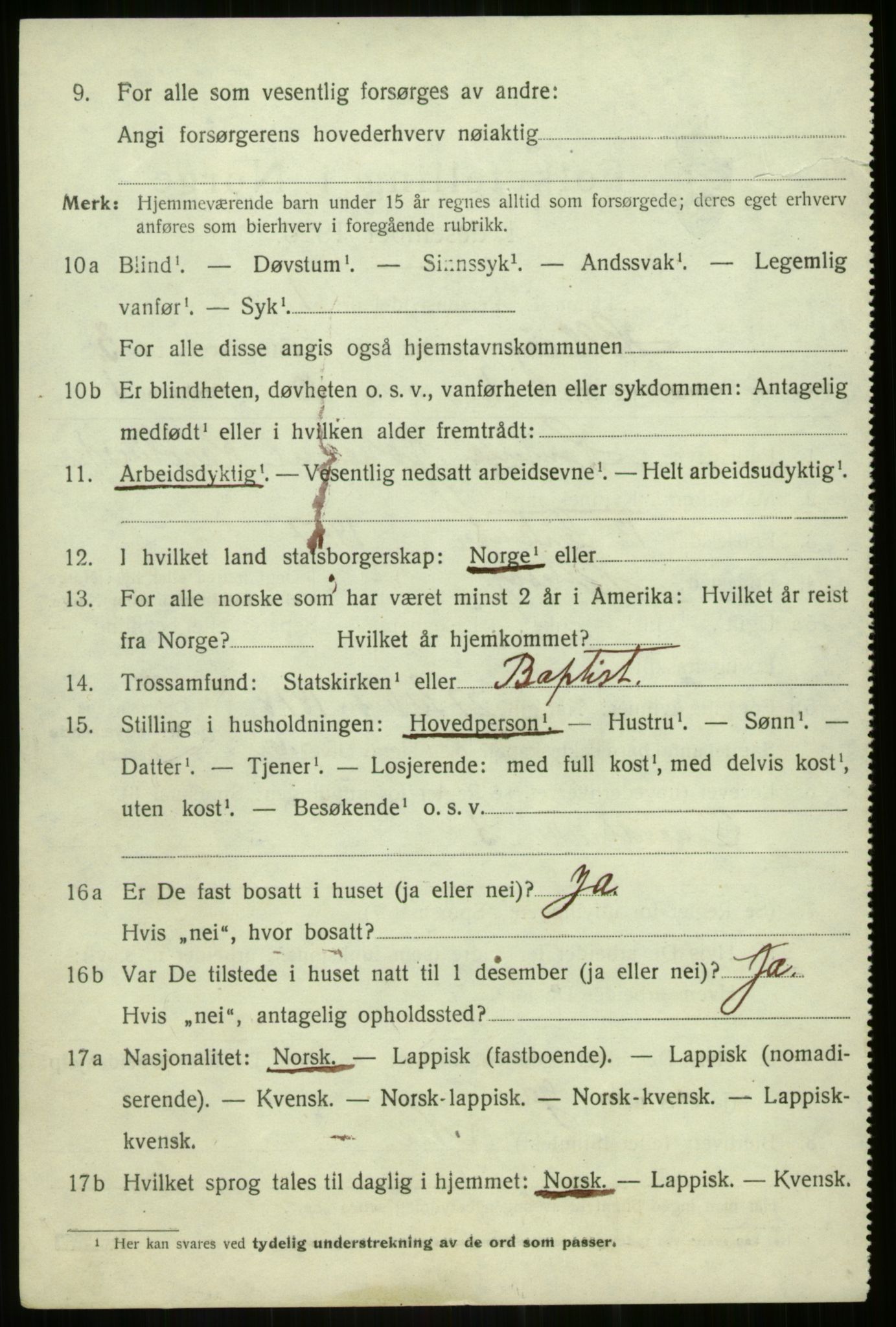 SATØ, 1920 census for Hillesøy, 1920, p. 1664