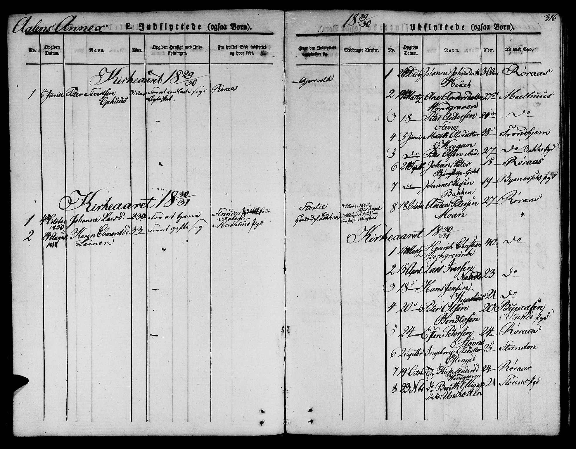 Ministerialprotokoller, klokkerbøker og fødselsregistre - Sør-Trøndelag, SAT/A-1456/685/L0962: Parish register (official) no. 685A05 /3, 1829-1845, p. 316