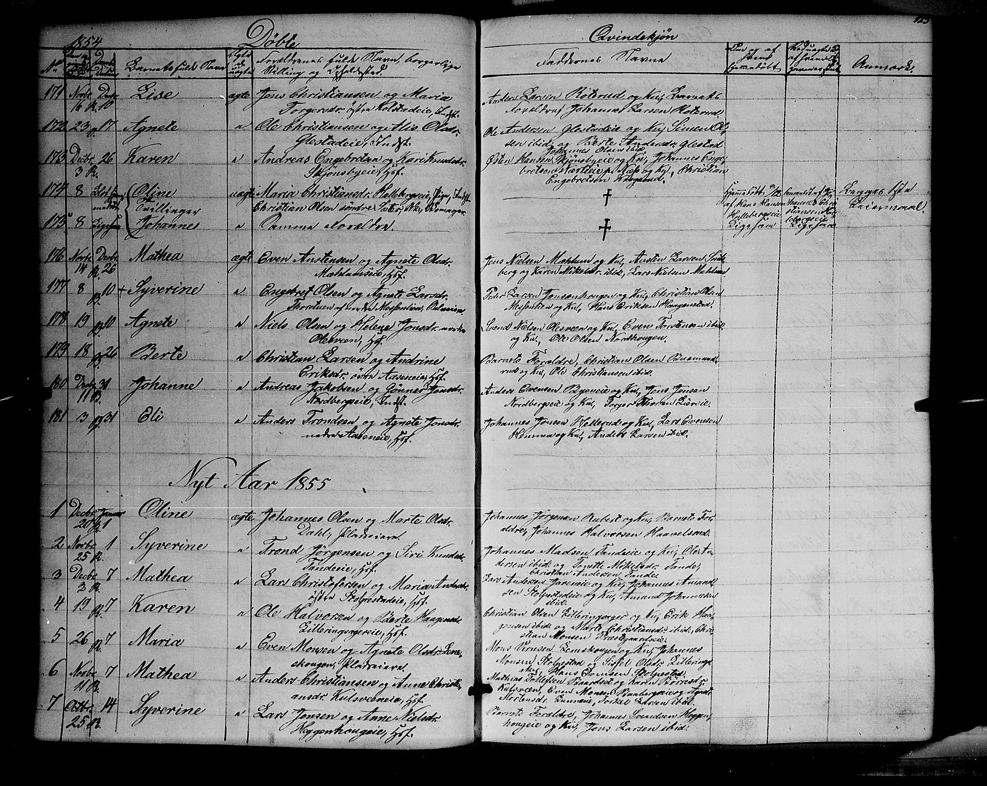 Ringsaker prestekontor, SAH/PREST-014/K/Ka/L0009: Parish register (official) no. 9, 1850-1860, p. 123