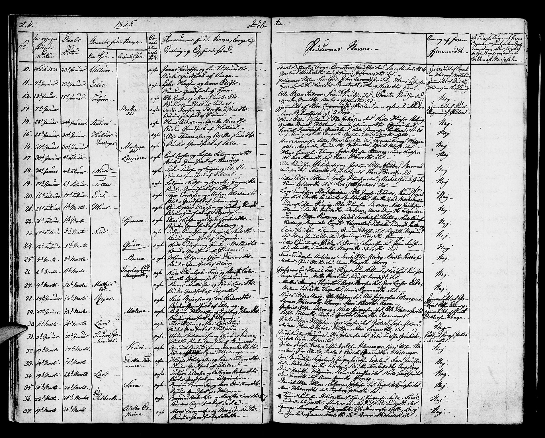 Finnås sokneprestembete, SAB/A-99925/H/Ha/Haa/Haaa/L0005: Parish register (official) no. A 5, 1823-1835, p. 11