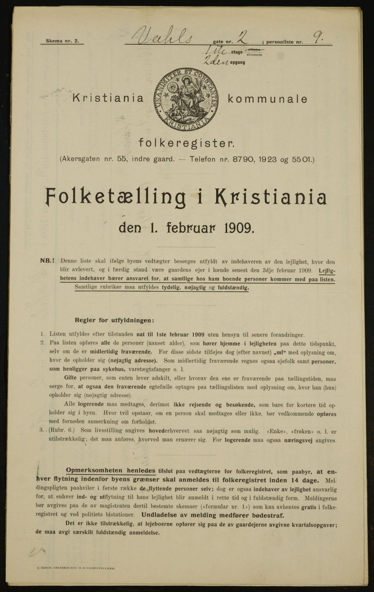 OBA, Municipal Census 1909 for Kristiania, 1909, p. 110218