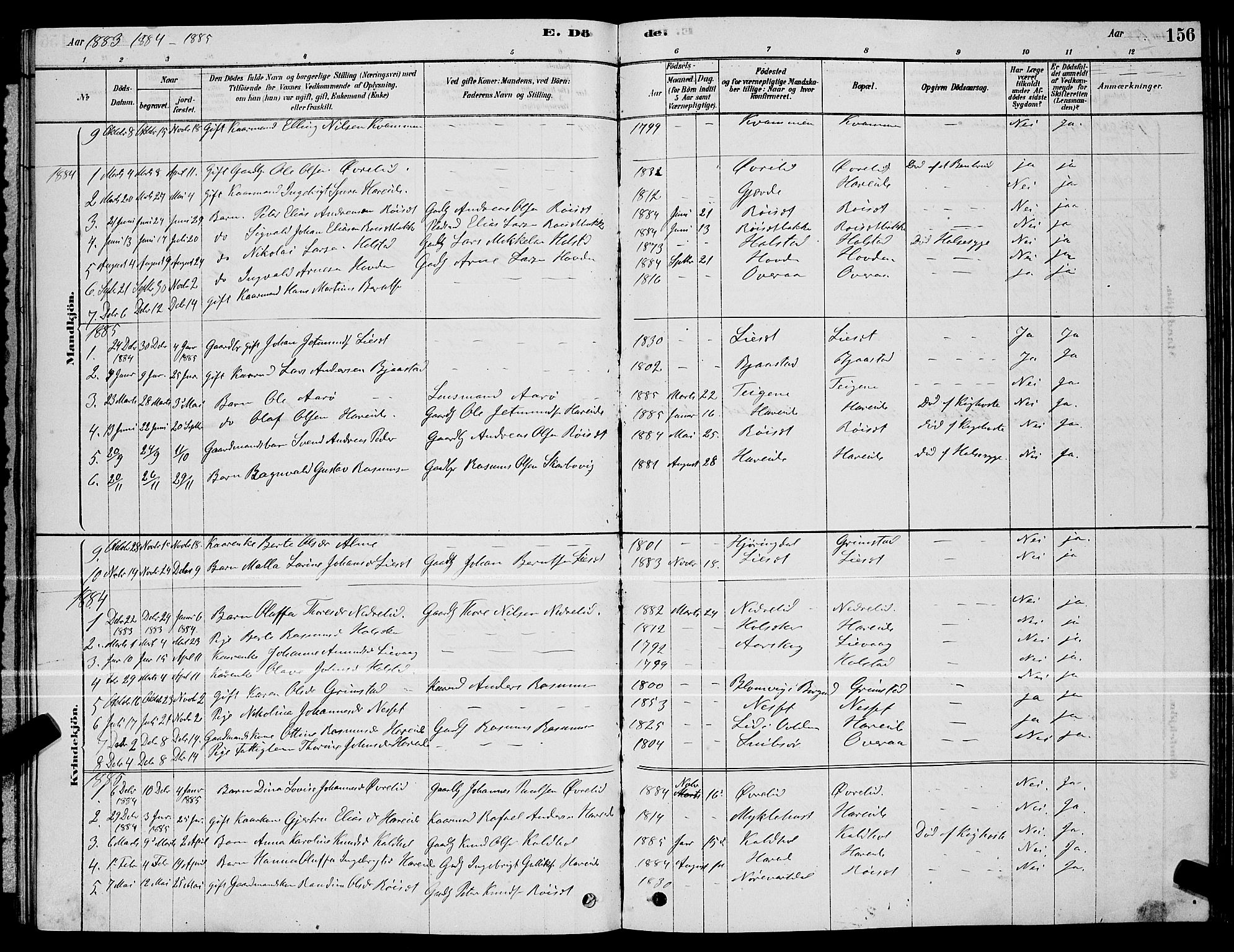 Ministerialprotokoller, klokkerbøker og fødselsregistre - Møre og Romsdal, SAT/A-1454/510/L0125: Parish register (copy) no. 510C02, 1878-1900, p. 156