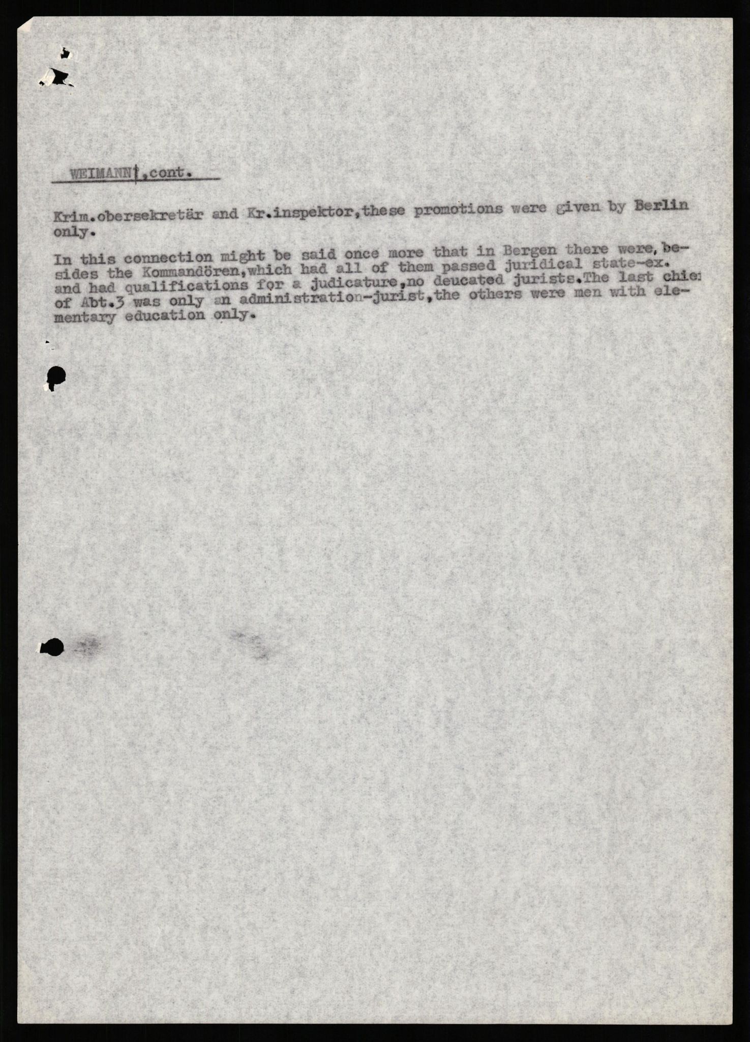 Forsvaret, Forsvarets overkommando II, RA/RAFA-3915/D/Db/L0035: CI Questionaires. Tyske okkupasjonsstyrker i Norge. Tyskere., 1945-1946, p. 190
