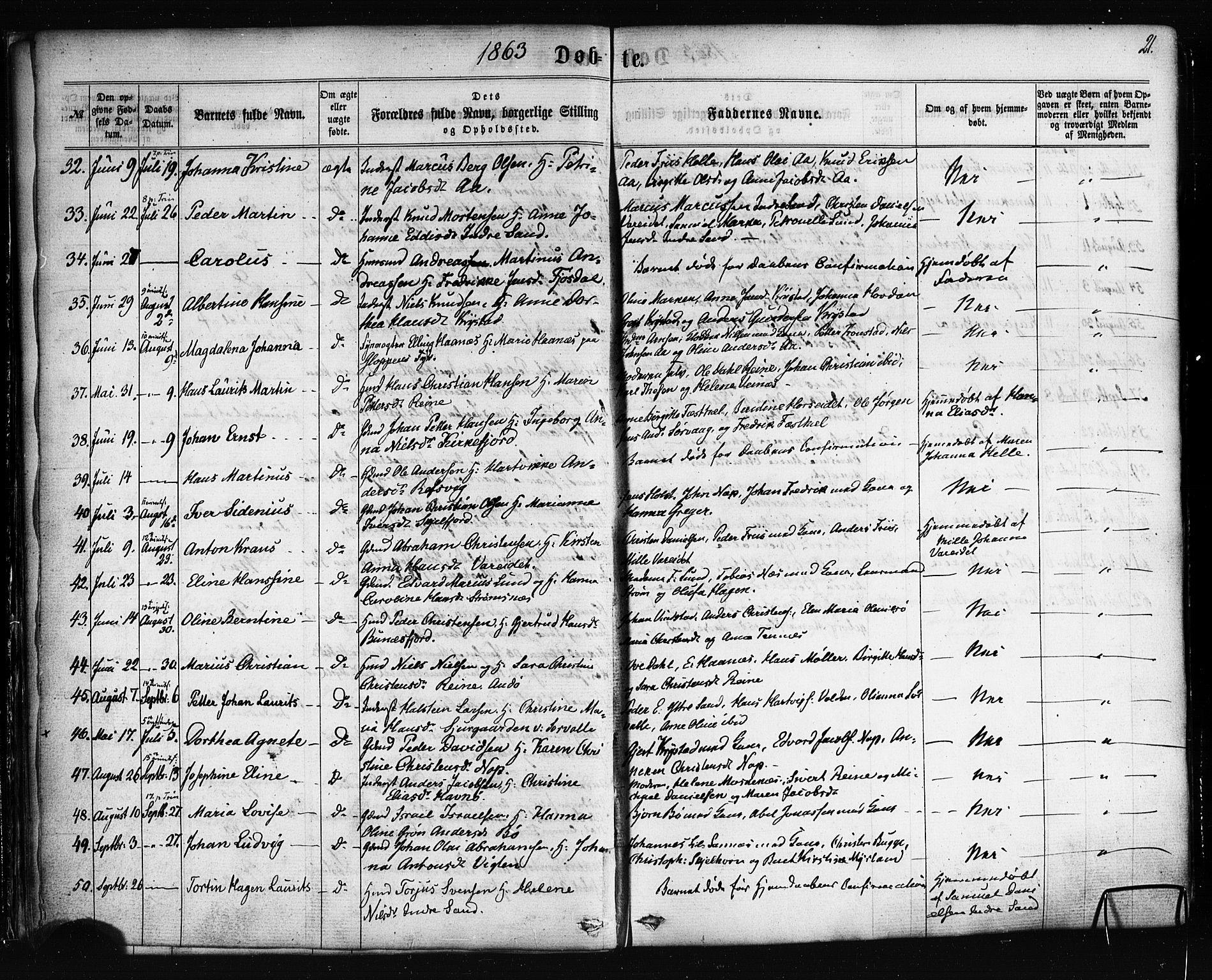 Ministerialprotokoller, klokkerbøker og fødselsregistre - Nordland, SAT/A-1459/885/L1203: Parish register (official) no. 885A04, 1859-1877, p. 21