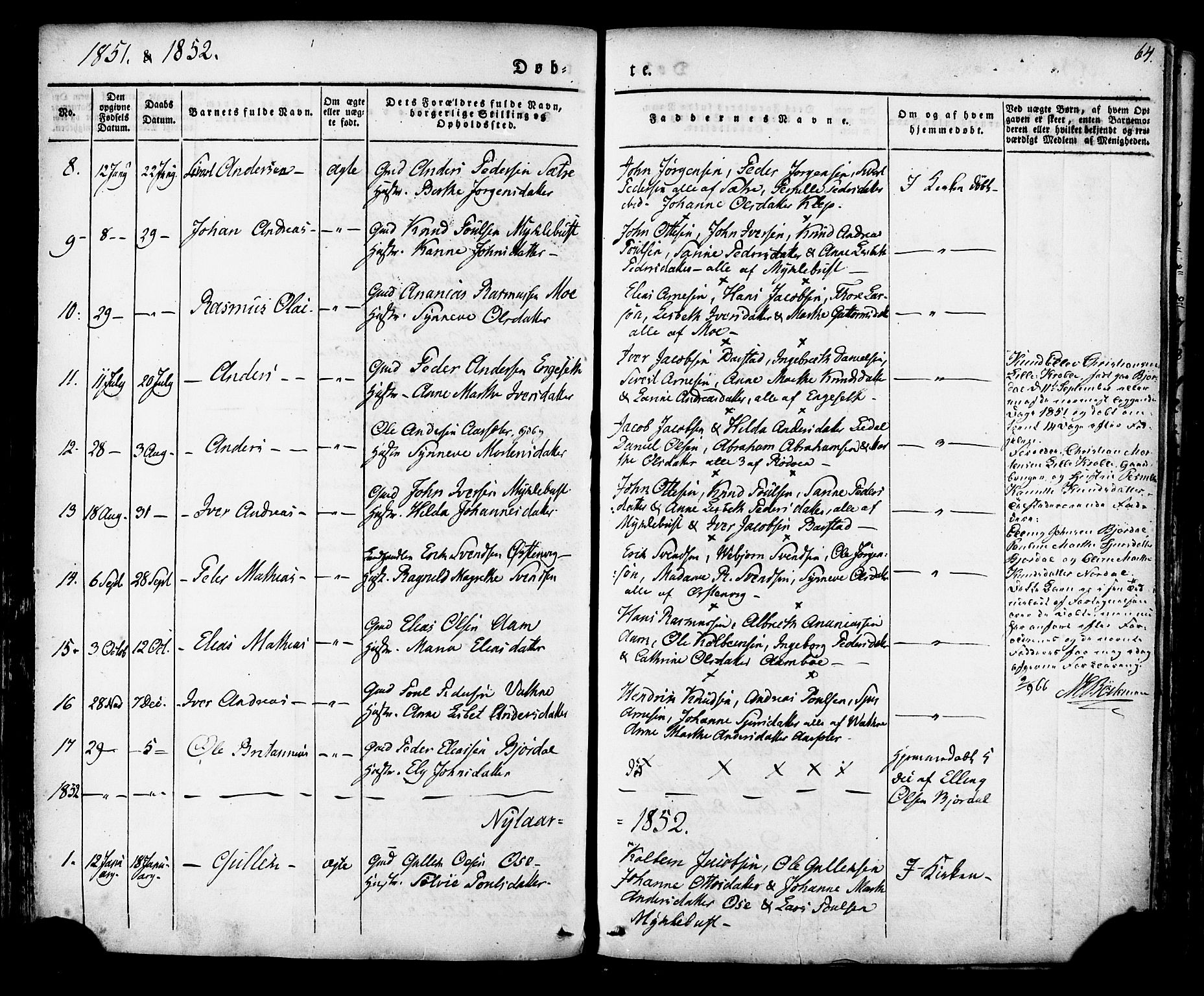 Ministerialprotokoller, klokkerbøker og fødselsregistre - Møre og Romsdal, AV/SAT-A-1454/513/L0174: Parish register (official) no. 513A01, 1831-1855, p. 64