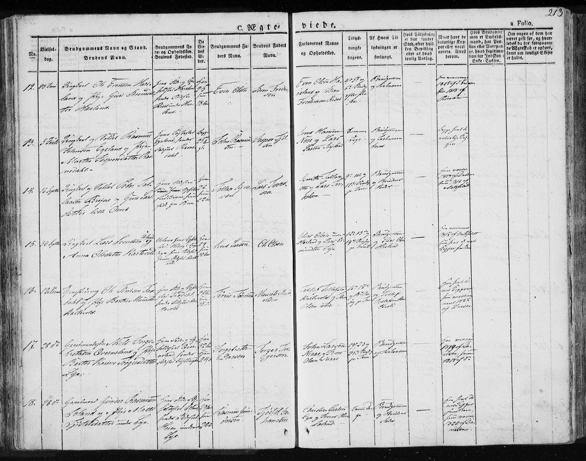Lye sokneprestkontor, SAST/A-101794/001/30BA/L0004: Parish register (official) no. A 4, 1826-1841, p. 213