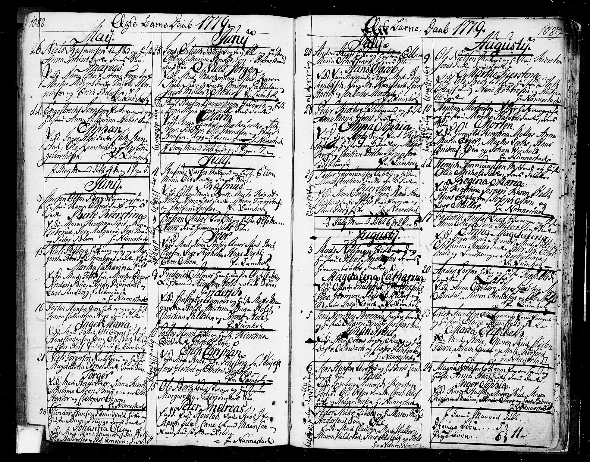 Oslo domkirke Kirkebøker, SAO/A-10752/F/Fa/L0004: Parish register (official) no. 4, 1743-1786, p. 1088-1089