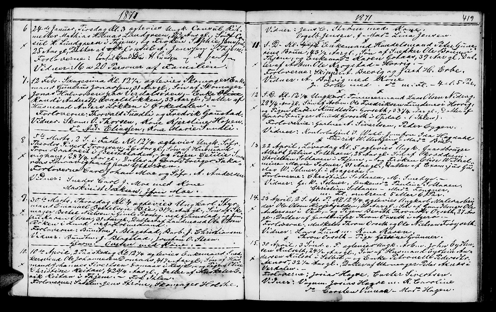 Ministerialprotokoller, klokkerbøker og fødselsregistre - Sør-Trøndelag, SAT/A-1456/602/L0140: Parish register (copy) no. 602C08, 1864-1872, p. 418-419