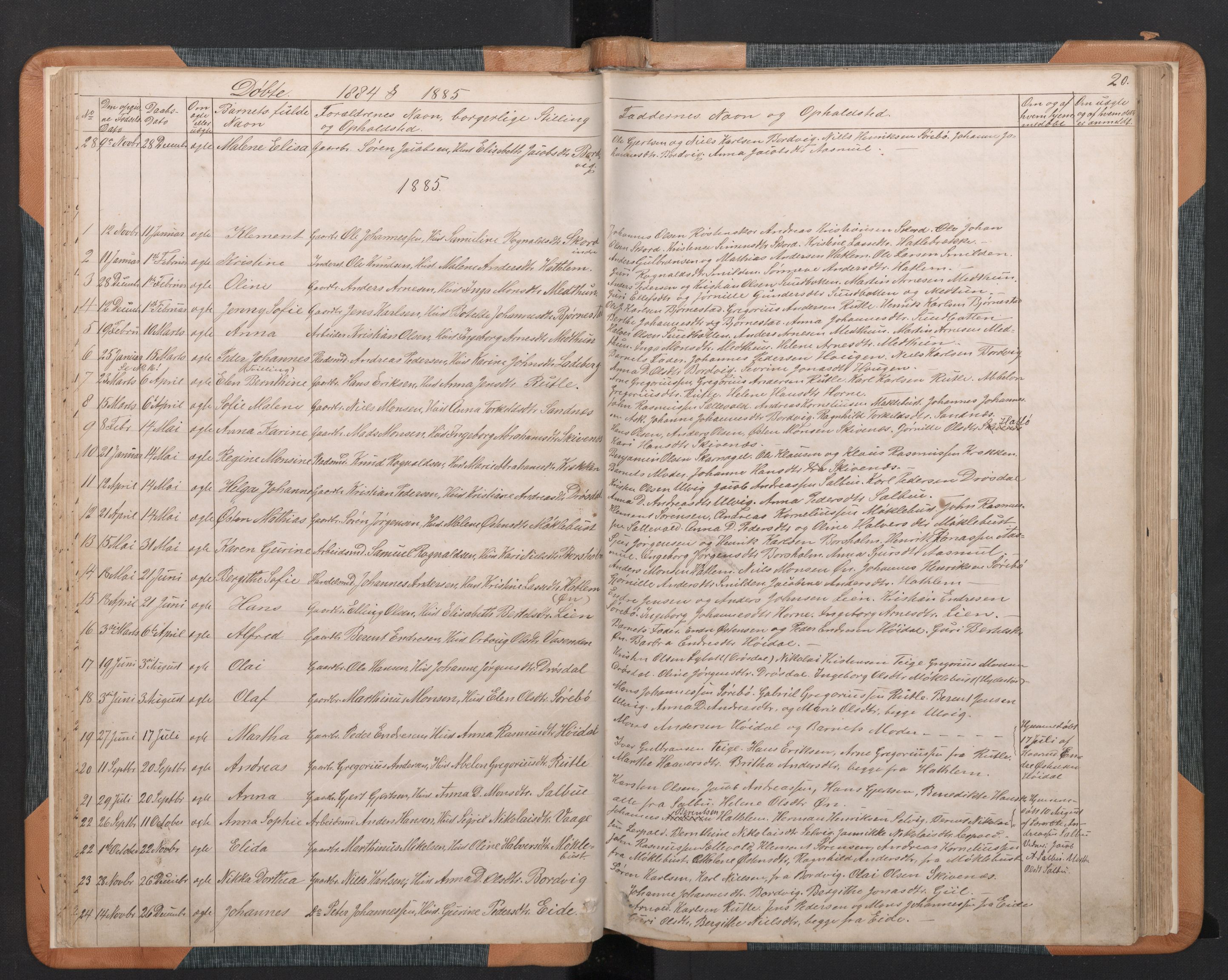 Hyllestad sokneprestembete, SAB/A-80401: Parish register (copy) no. C 2, 1874-1894, p. 19b-20a
