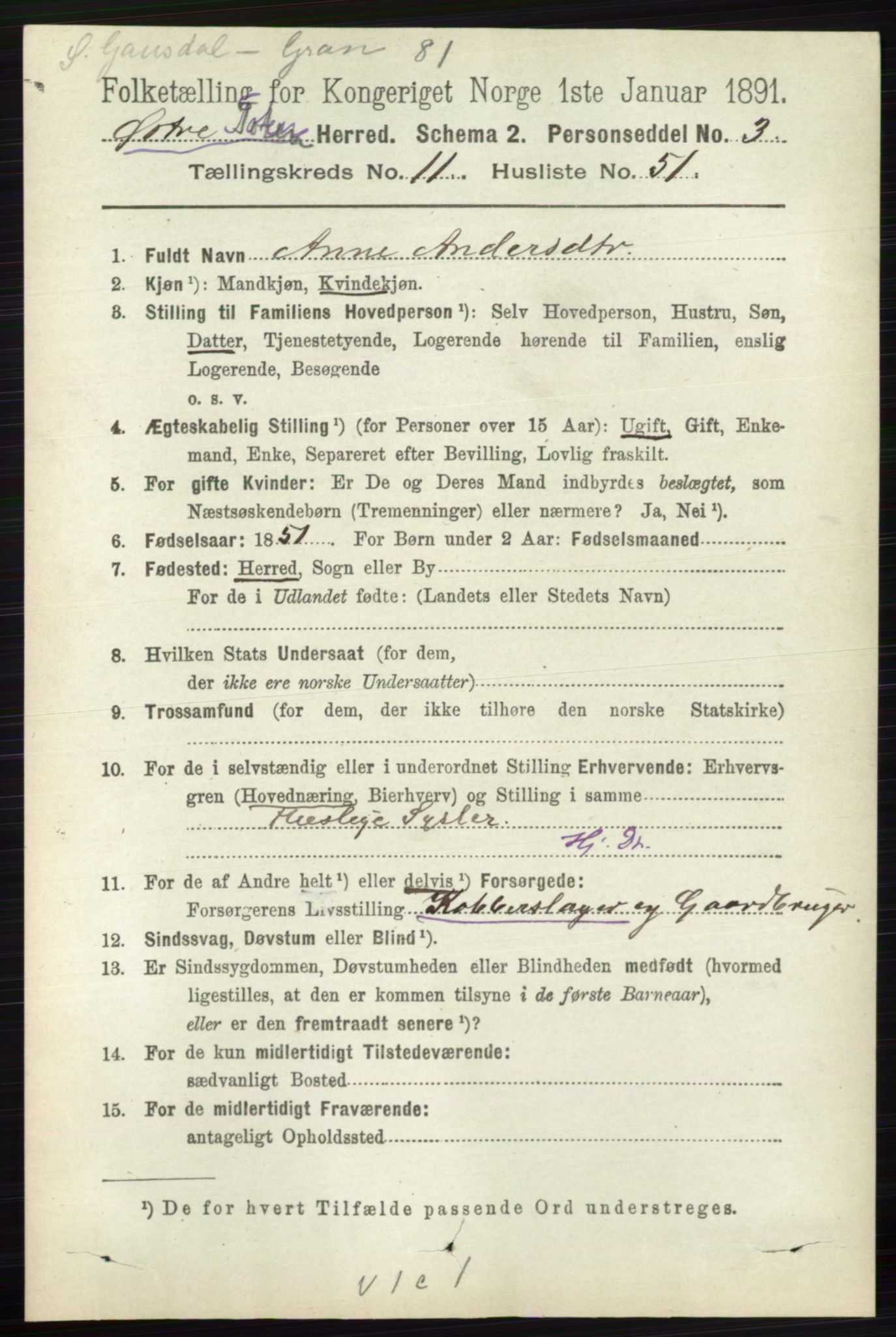 RA, 1891 census for 0528 Østre Toten, 1891, p. 7241