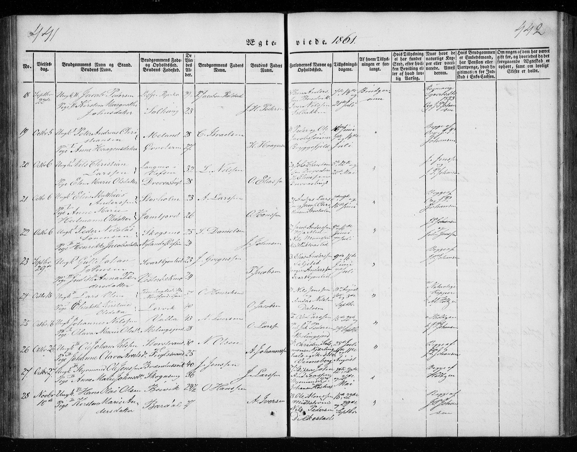 Ministerialprotokoller, klokkerbøker og fødselsregistre - Nordland, AV/SAT-A-1459/825/L0355: Parish register (official) no. 825A09, 1842-1863, p. 441-442