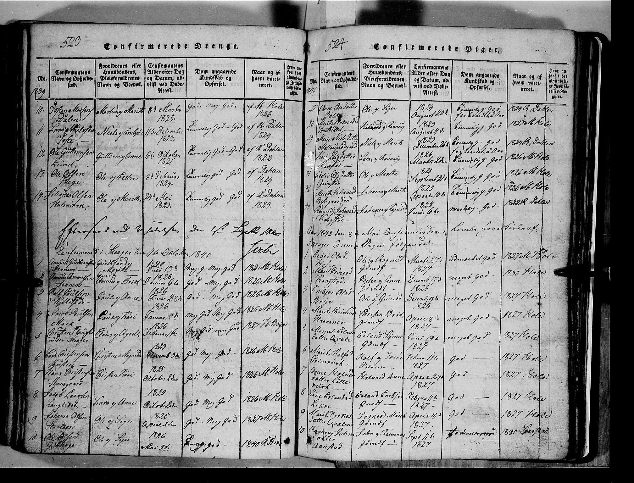 Lom prestekontor, SAH/PREST-070/L/L0003: Parish register (copy) no. 3, 1815-1844, p. 523-524