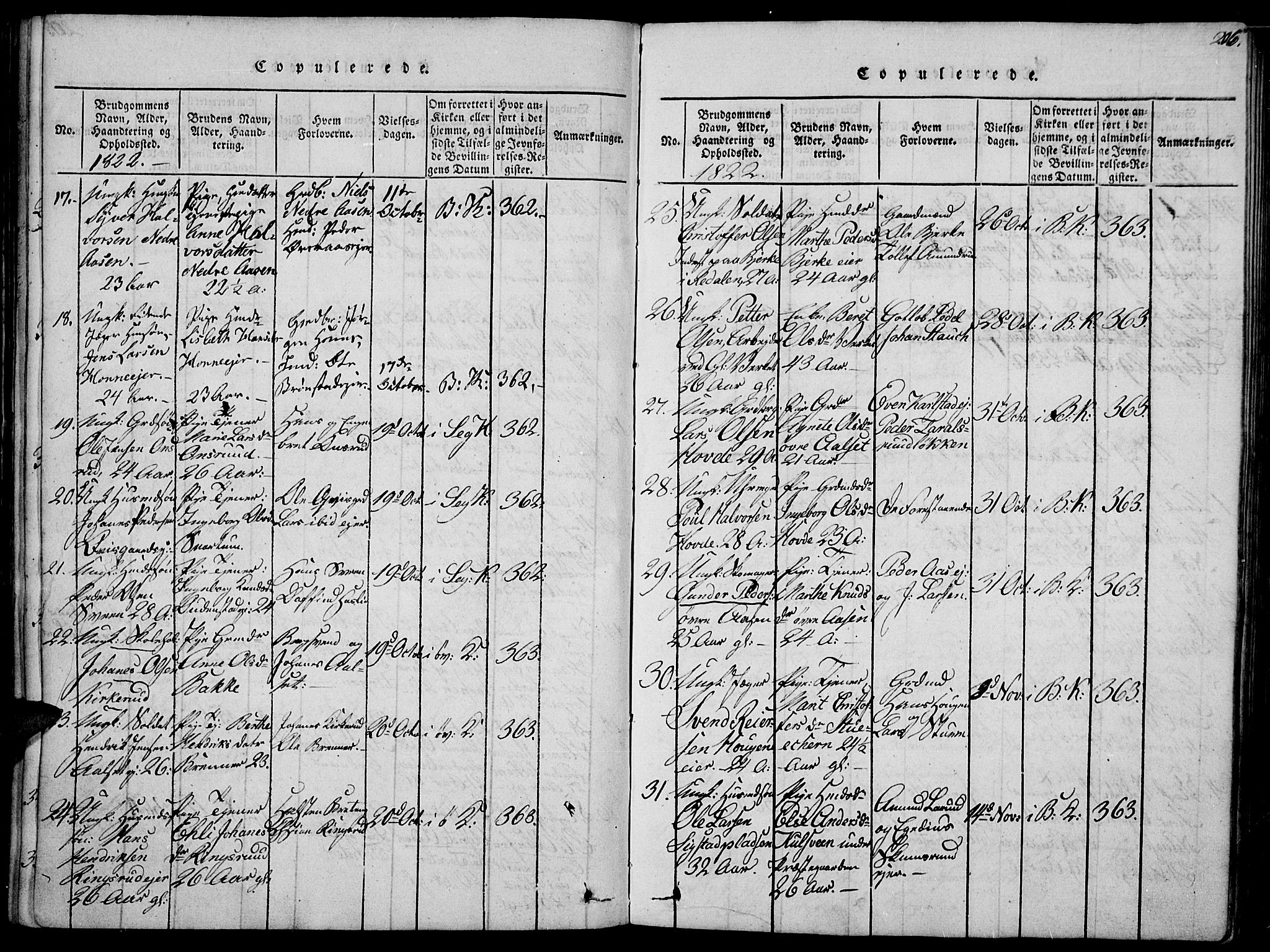 Biri prestekontor, AV/SAH-PREST-096/H/Ha/Haa/L0003: Parish register (official) no. 3, 1814-1828, p. 206