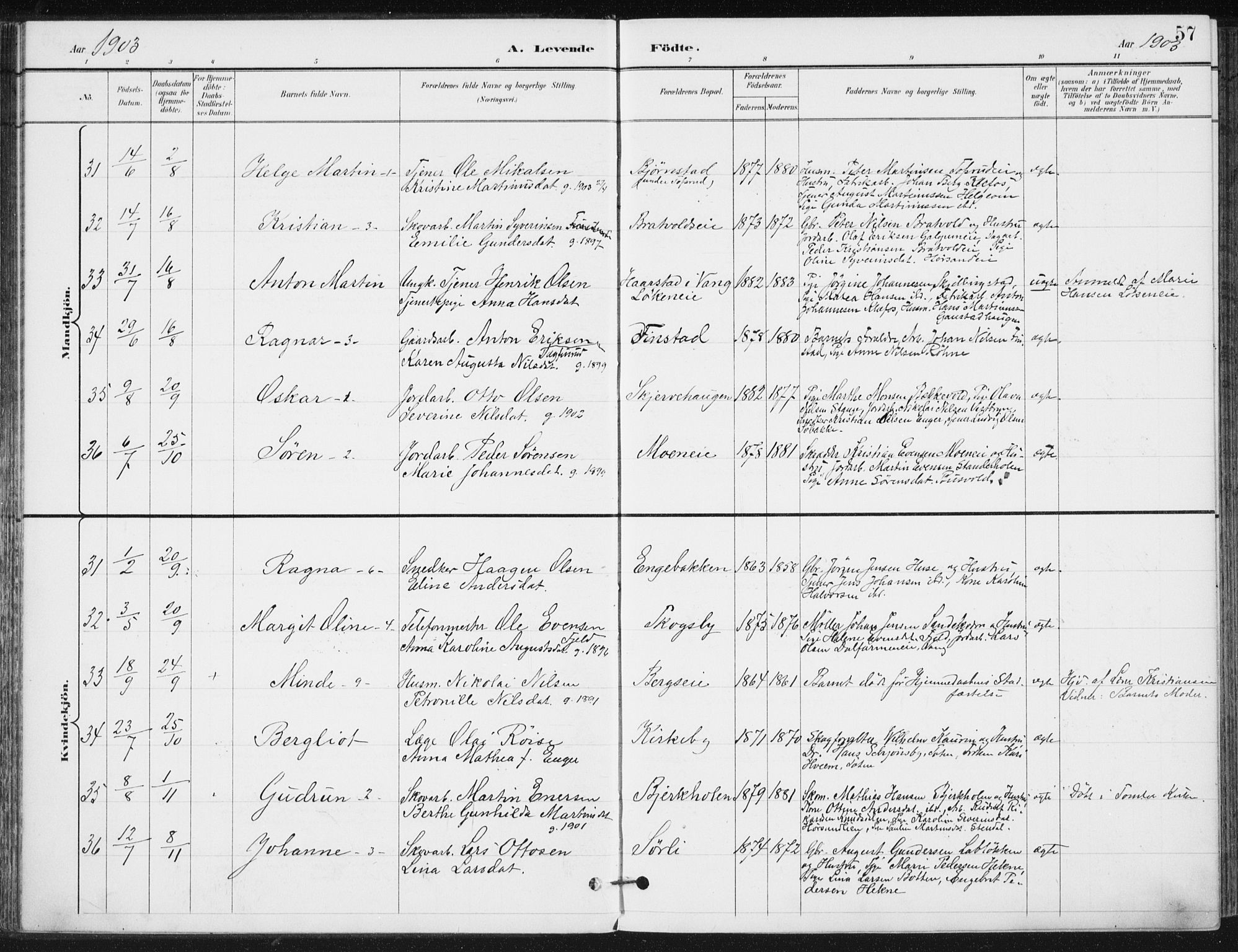 Romedal prestekontor, AV/SAH-PREST-004/K/L0011: Parish register (official) no. 11, 1896-1912, p. 57