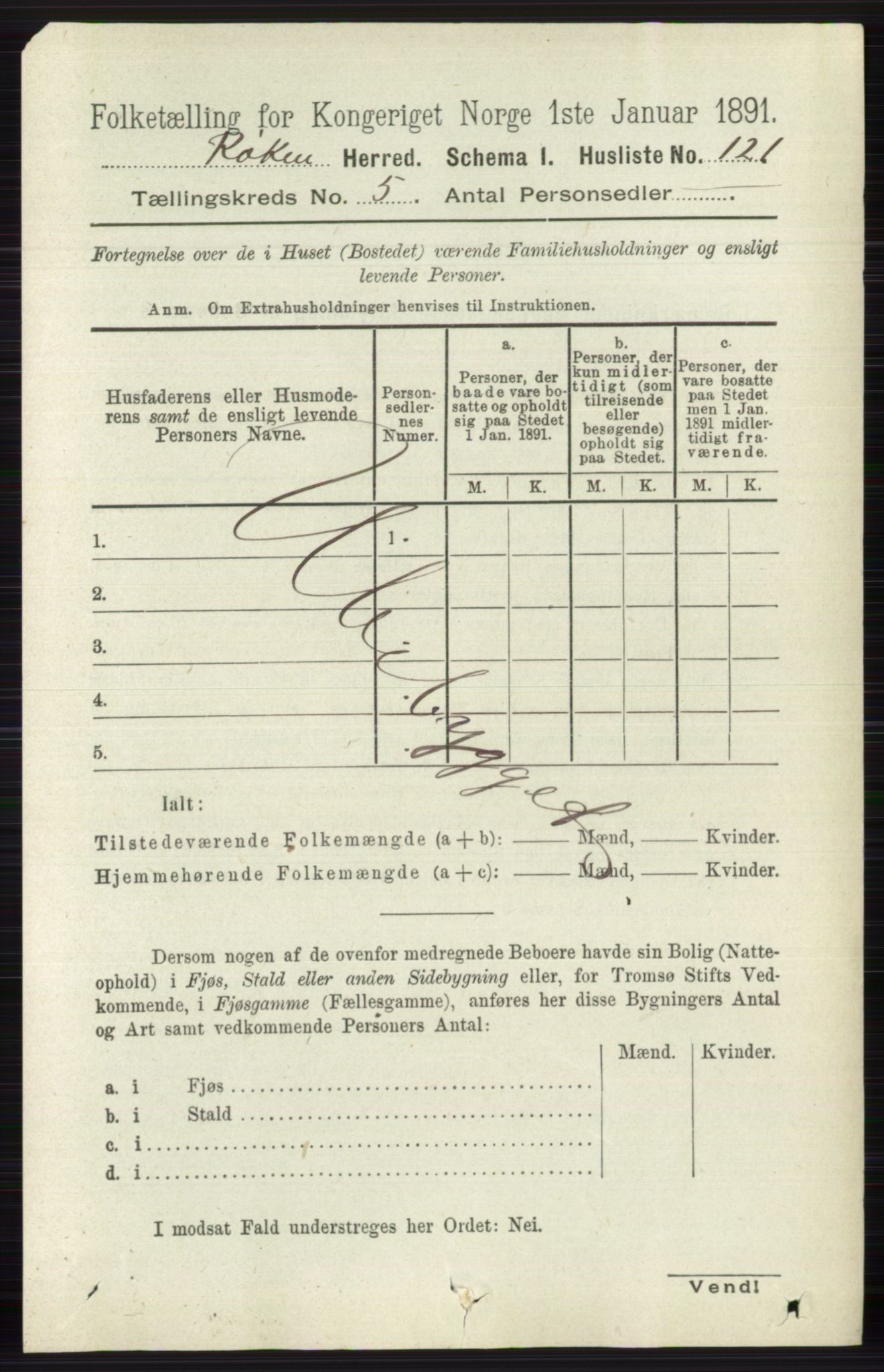 RA, 1891 census for 0627 Røyken, 1891, p. 2885