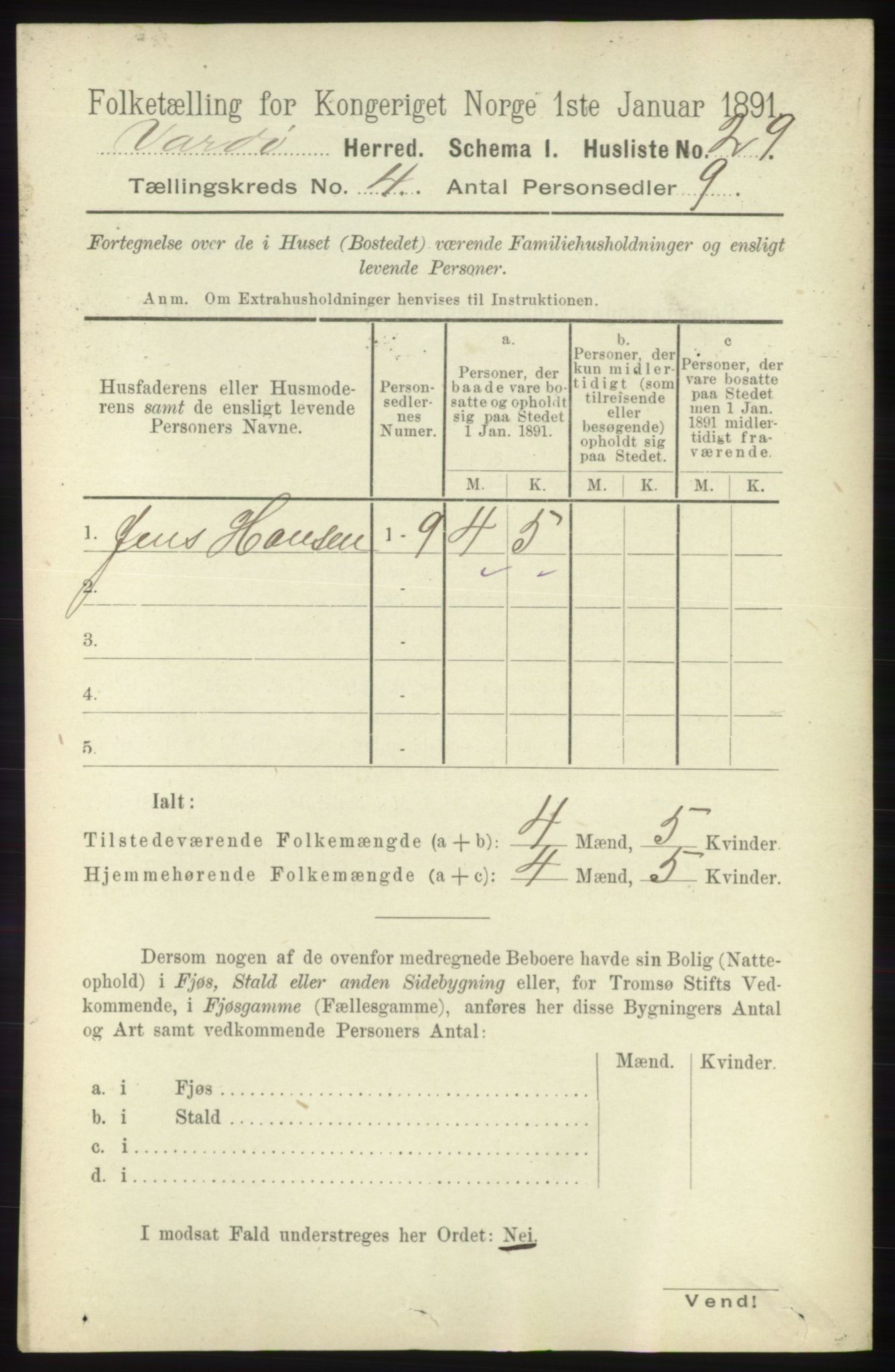 RA, 1891 census for 2028 Vardø, 1891, p. 1083