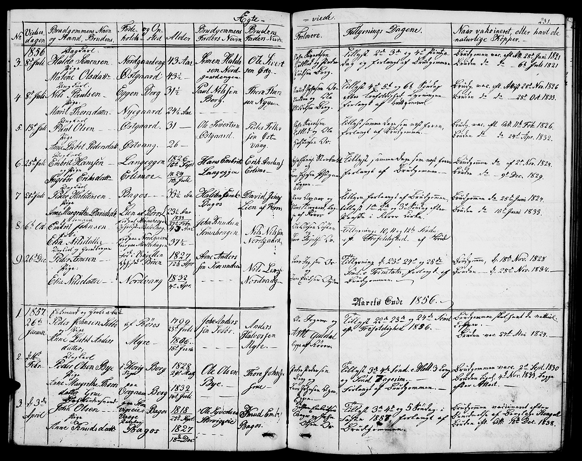 Tolga prestekontor, AV/SAH-PREST-062/L/L0004: Parish register (copy) no. 4, 1845-1887, p. 231