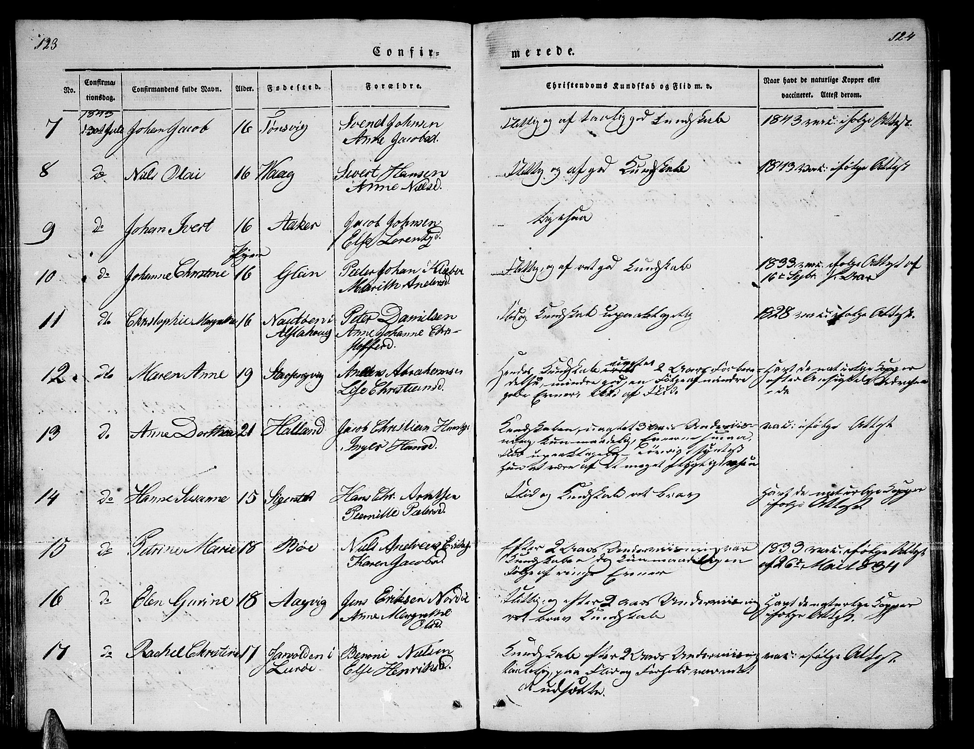 Ministerialprotokoller, klokkerbøker og fødselsregistre - Nordland, SAT/A-1459/835/L0530: Parish register (copy) no. 835C02, 1842-1865, p. 123-124